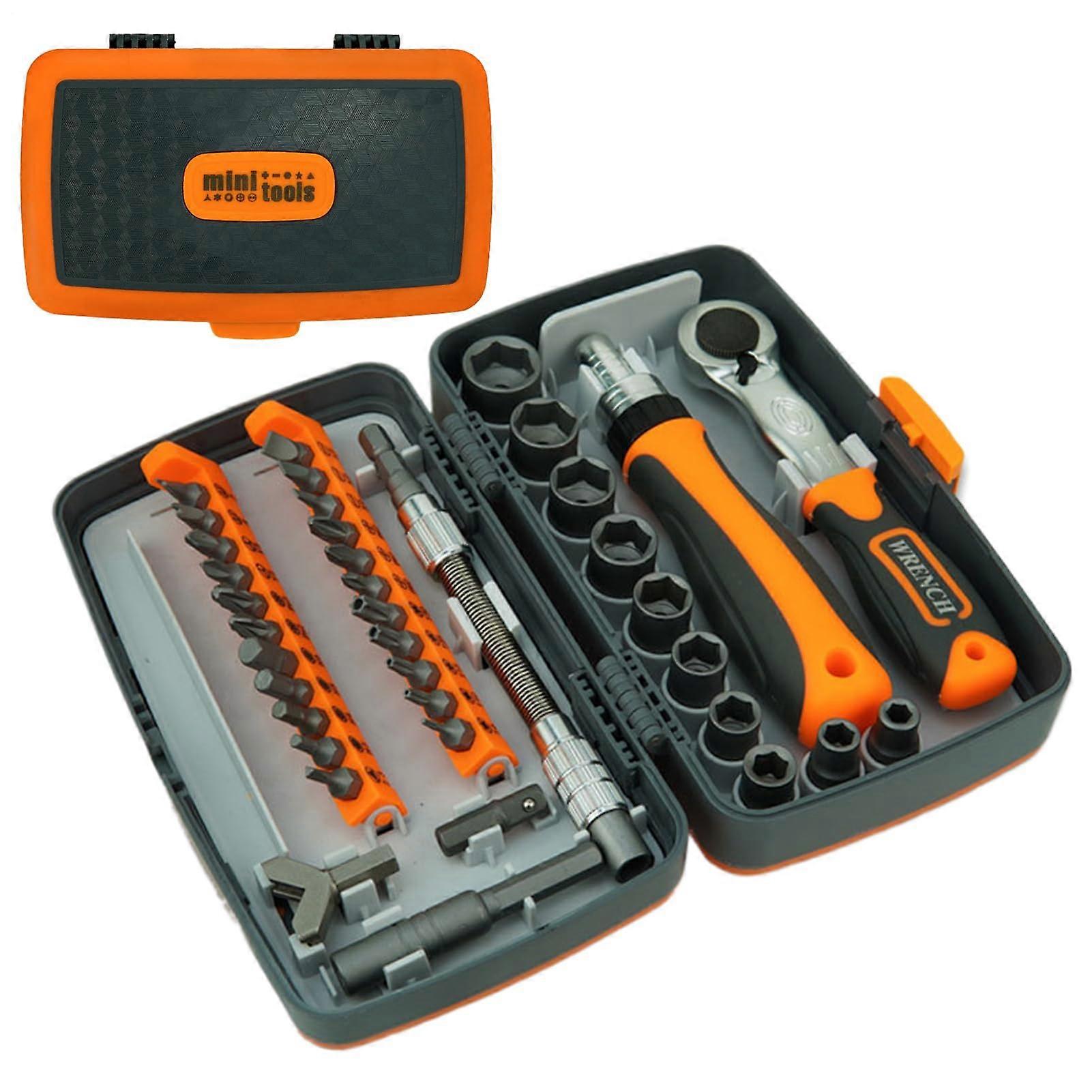 Ratchet Screwdriver Sets 38In1 Magnetic Ratchet, NonSlip Precision Tool, 10 Sockets 22 Bits Electronics Automotive