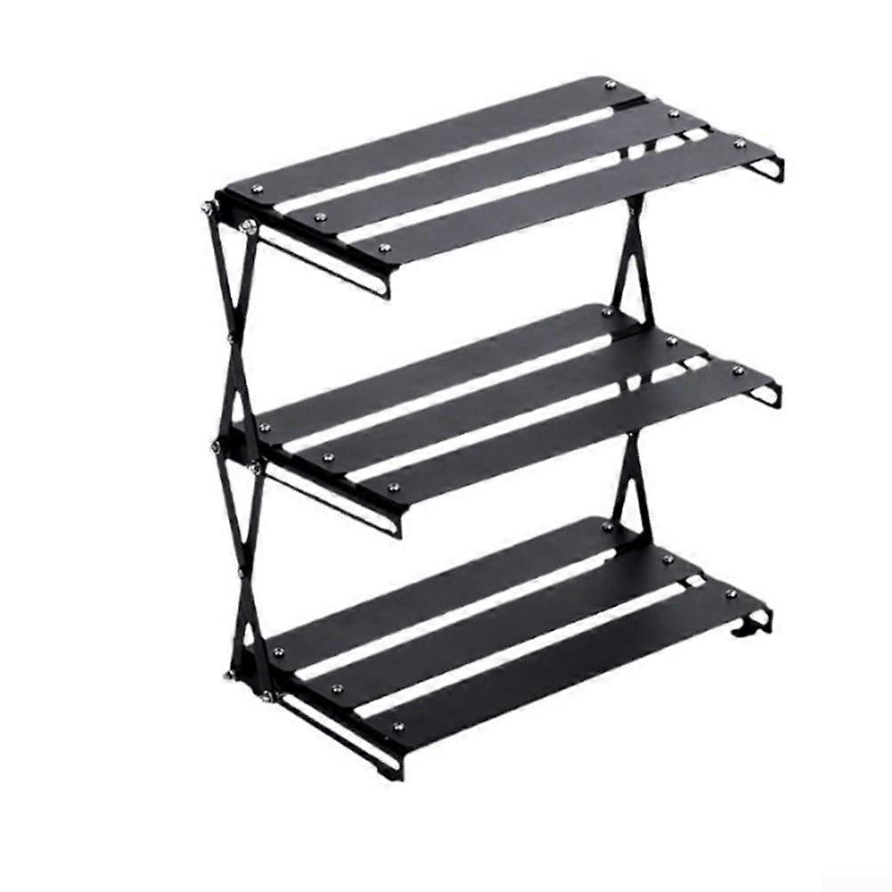Three Layer Metal Storage Rack For Camping Lightweight Construction Organize Food And Essentials 3 Tier Steel Shelf