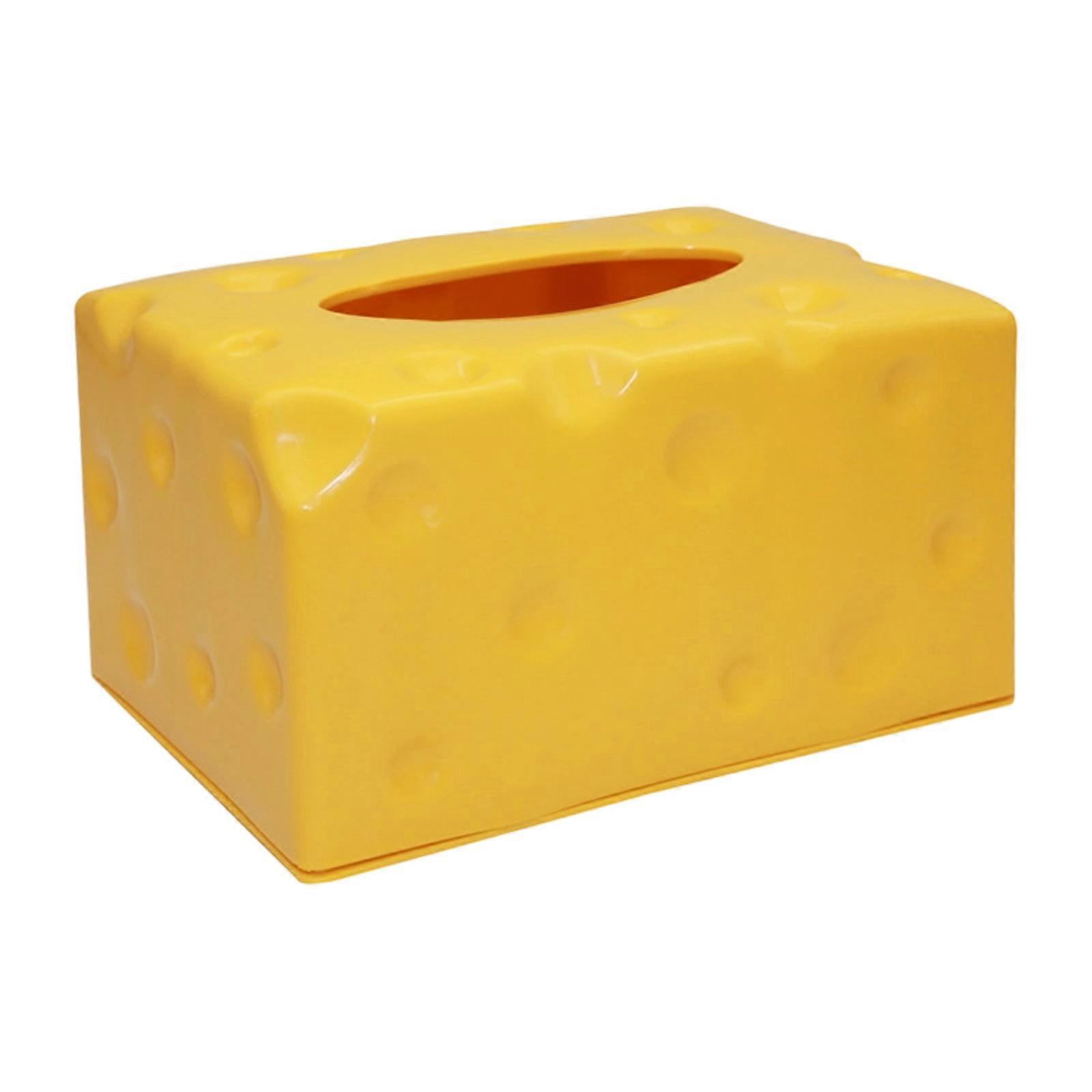 Whimsical Cheese Theme Napkin Container Multipurpose Paper Towel Organizer Plastic Tissue Storage Solution  Yellow