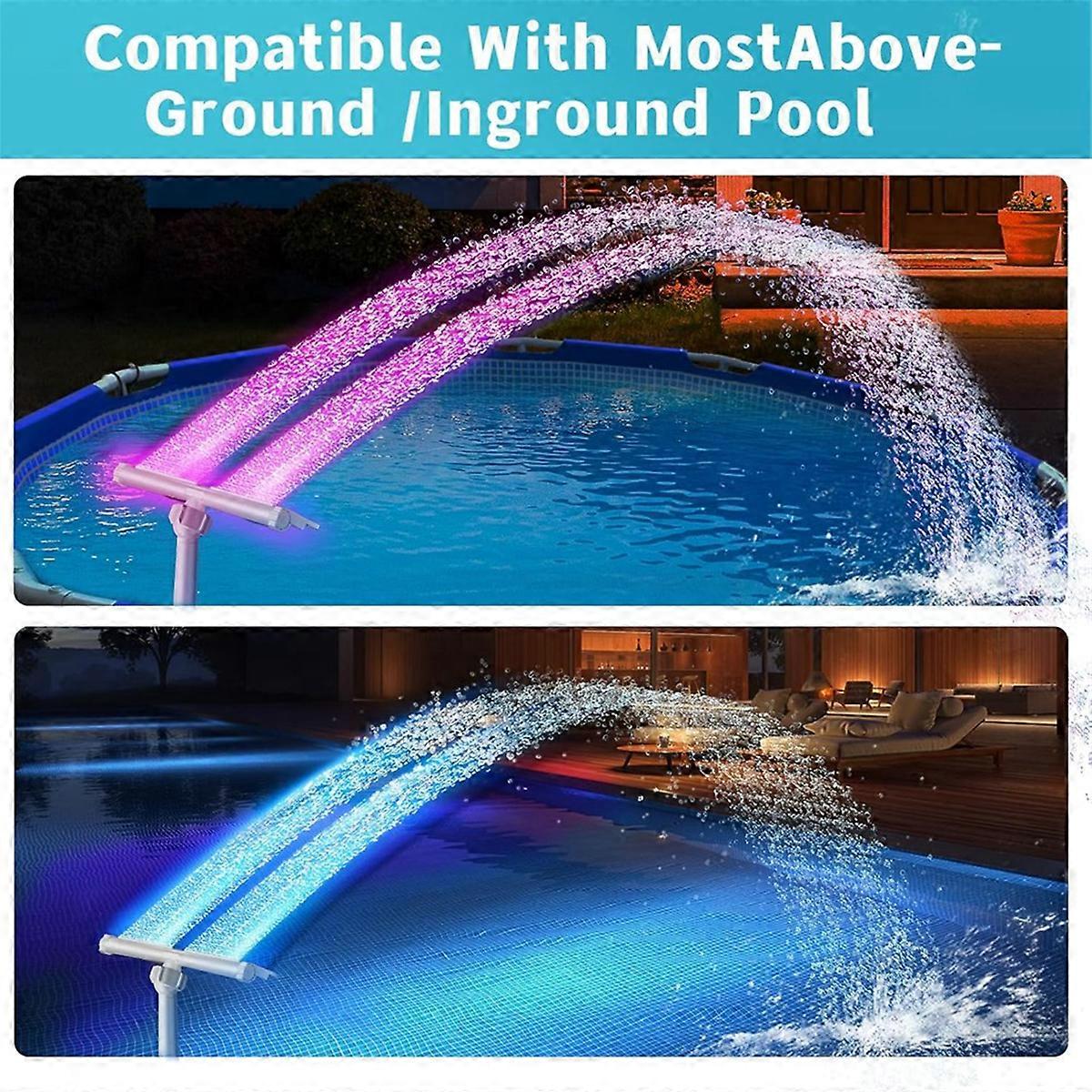 Solar Pool Fountain for Above and in-Ground Pools with RGB Lights and Auto Light Sensing Dual Pool Sprinkler Fountain