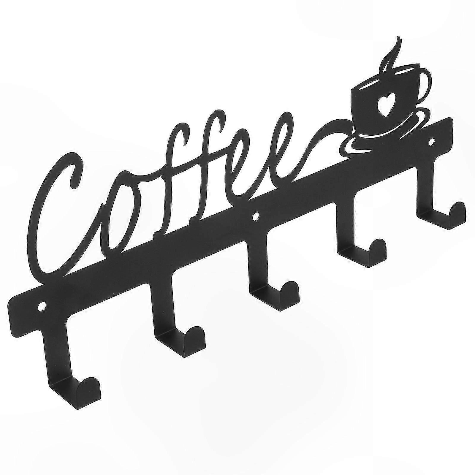 Wall Mounted Coffee Cup Rack with 4 Hooks for Kitchen Mugs Storage and Organization Solution