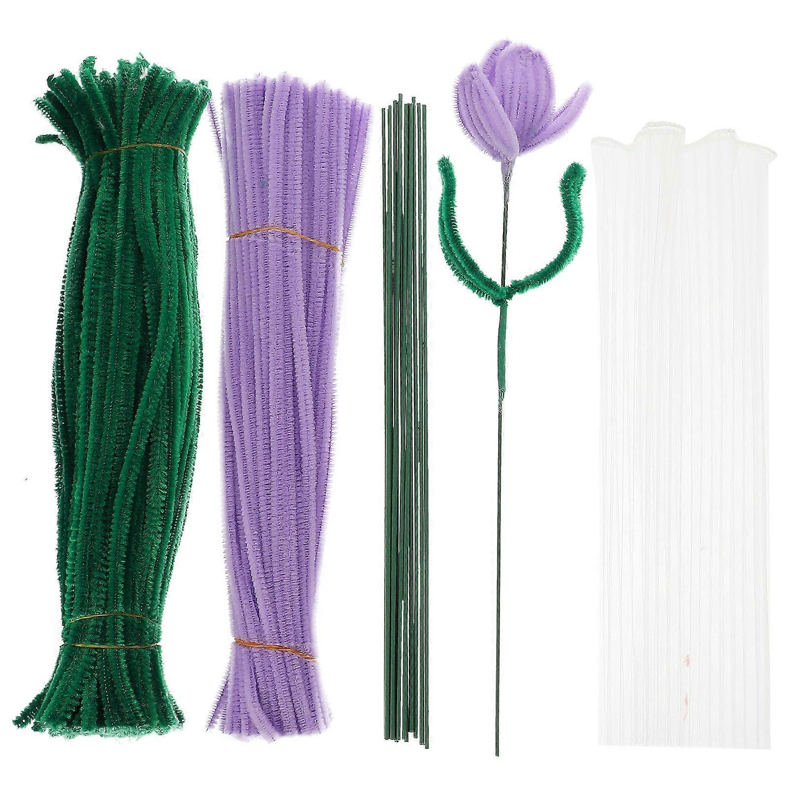 Purple Chenille Stems DIY Craft Material for Bouquet Making 5Sets