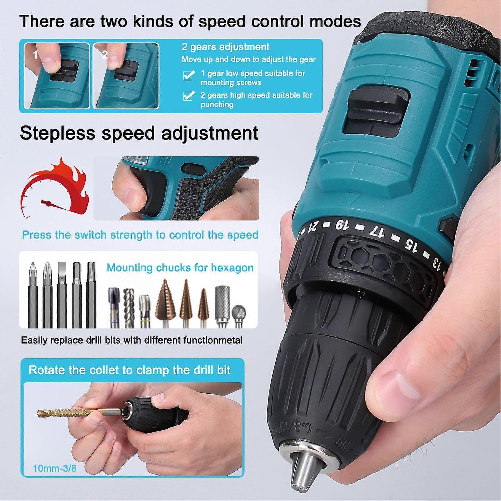 16.8V Cordless Driver Drill Household Electric Screwdriver Regulation Rotation Ways Adjustment Lithium Drill Home Improvement Power Tool