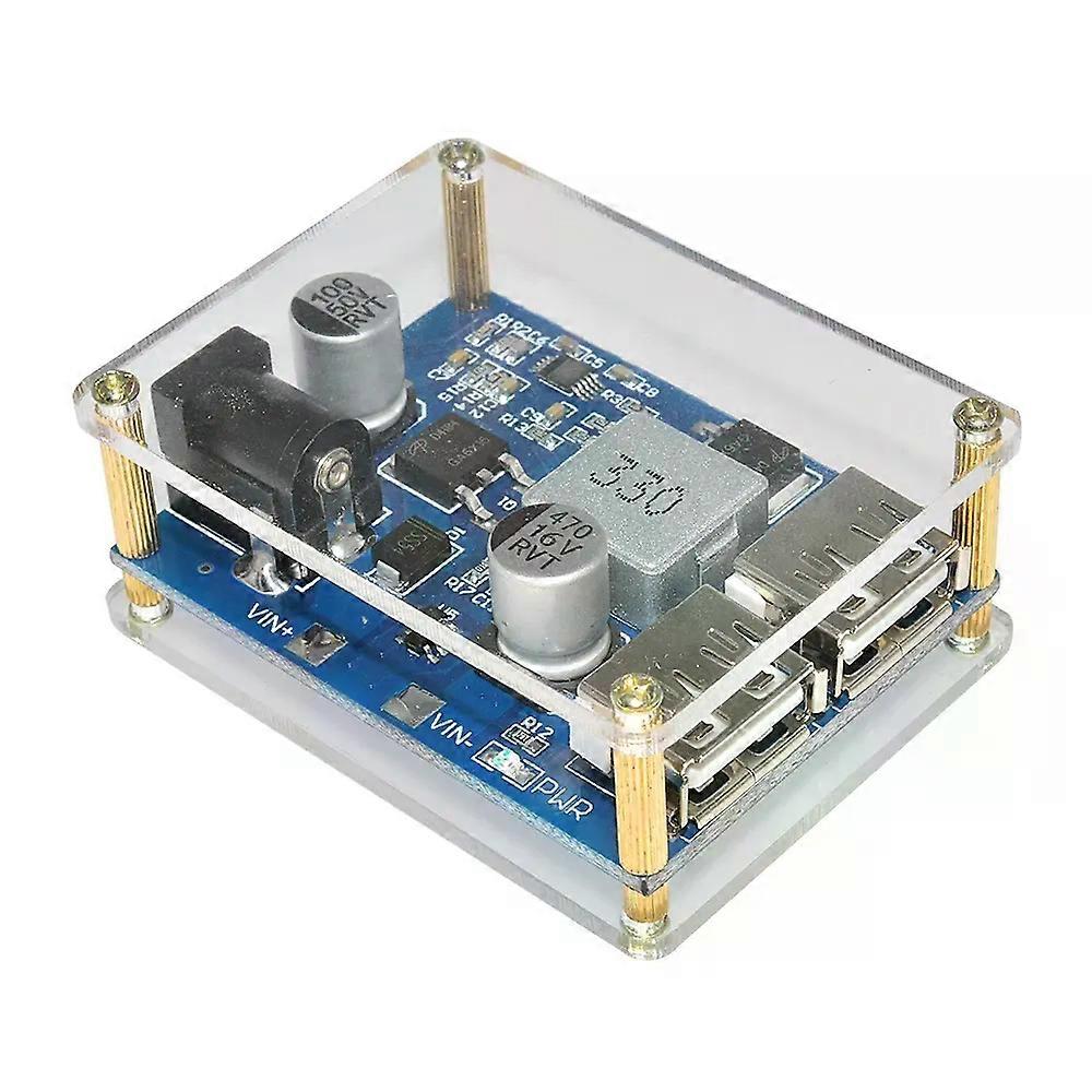 DC-DC Step Down Power Supply 12V to 5V 5A LM2596S Voltage Regulator Step-Down Buck Converter Dual USB With Acrylic Case
