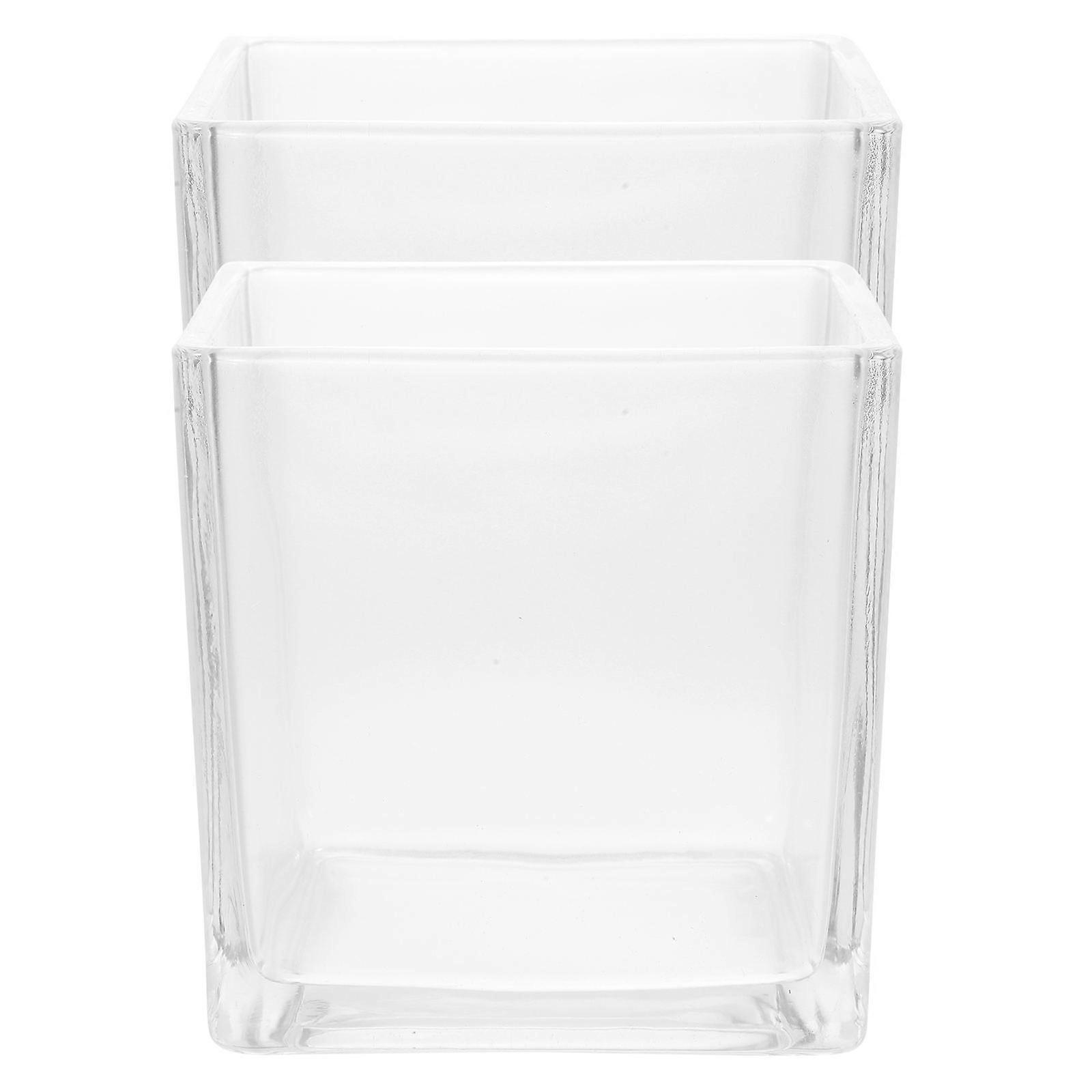 Transparent Glass Vase for Floral Display 4Pcs Cube Flower Vases