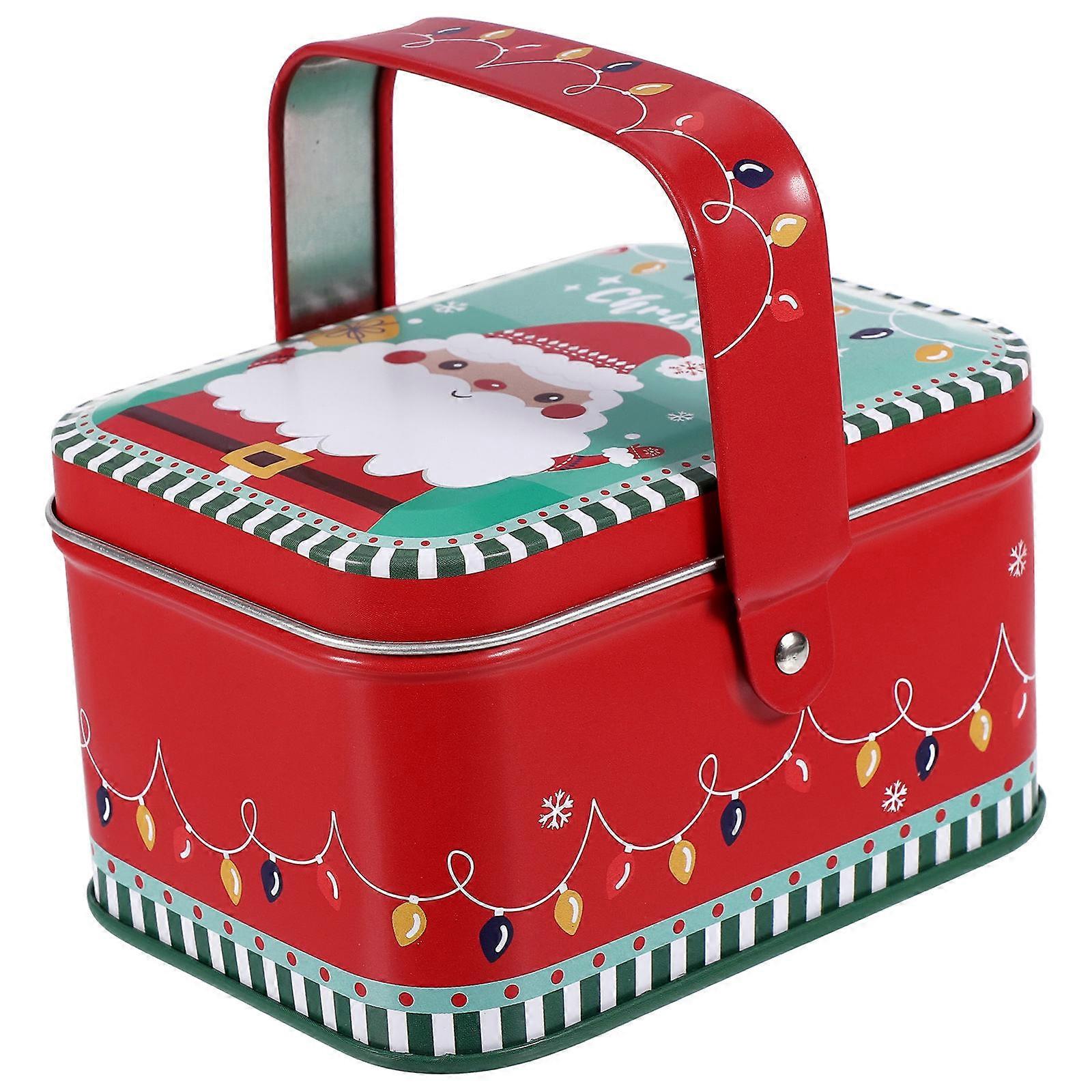 Christmas Gift Box for Storage 3Pcs Tinplate Cookie Container Decorative
