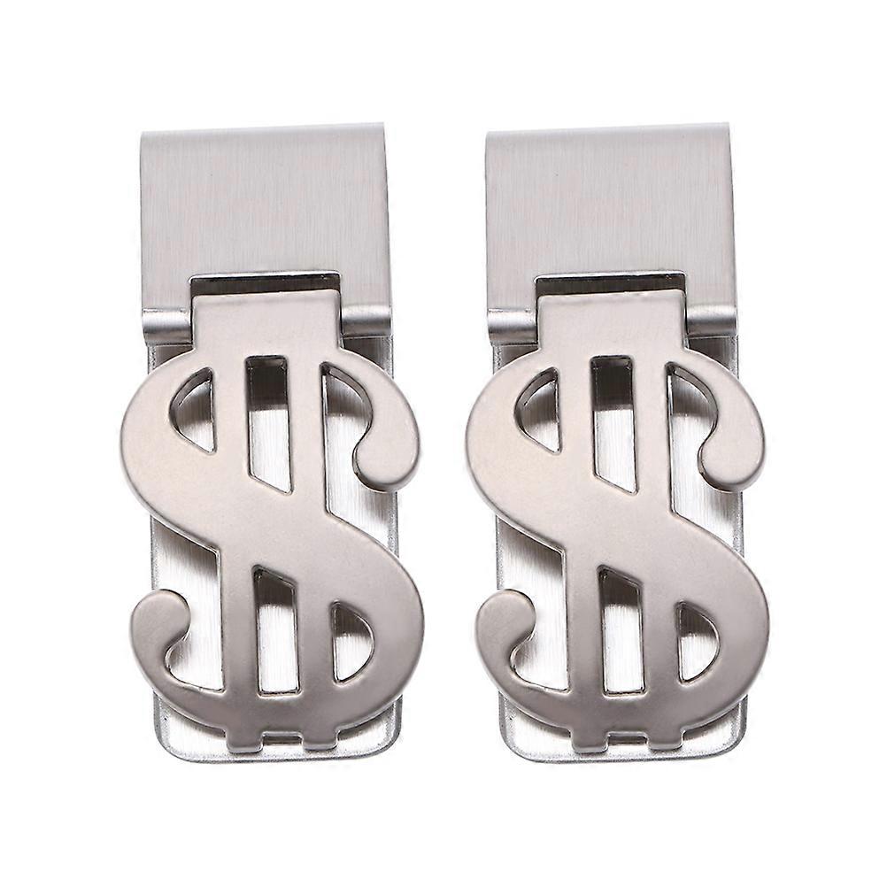 Slim Wallet Clamp Prevent Items from Slipping Silver Color Rectangular Shape for Men and Women 2Pcs
