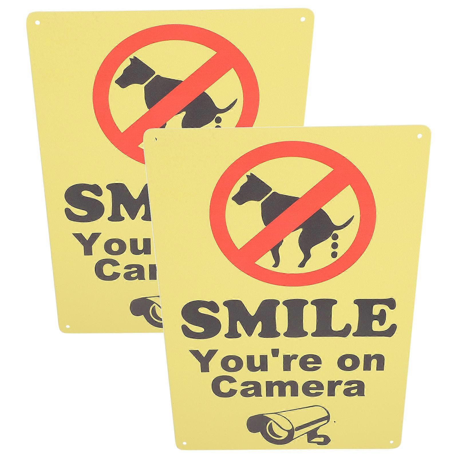 Outdoor Dog Sign Smile Your on Camera Sign Warning 2Pcs Set