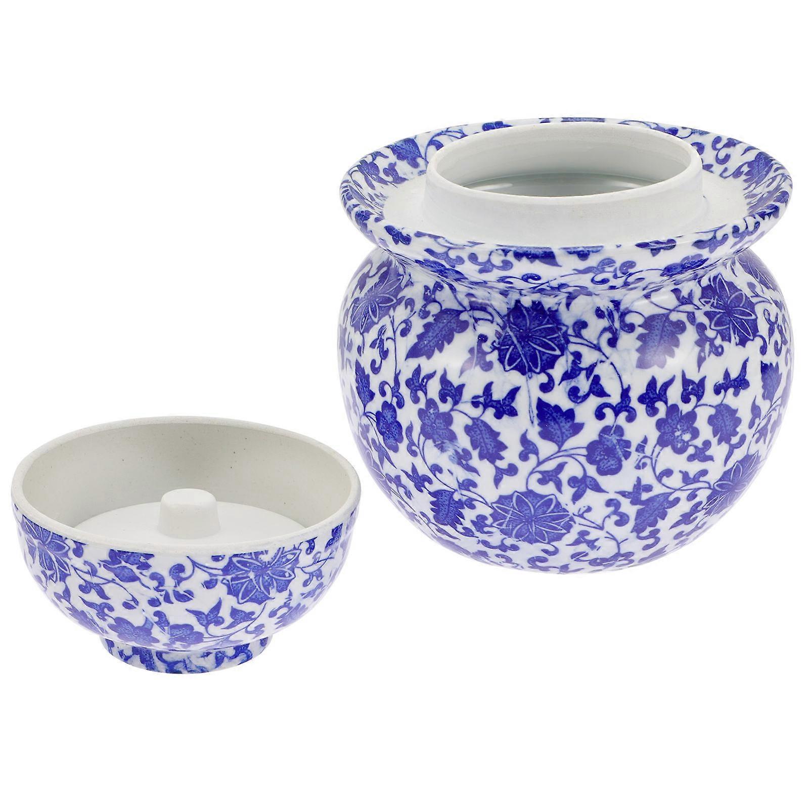 Multi Ceramic Pickles Canister 2Pcs Ideal For Kitchen Use With Compact Shape For Easy Storage 17x16cm