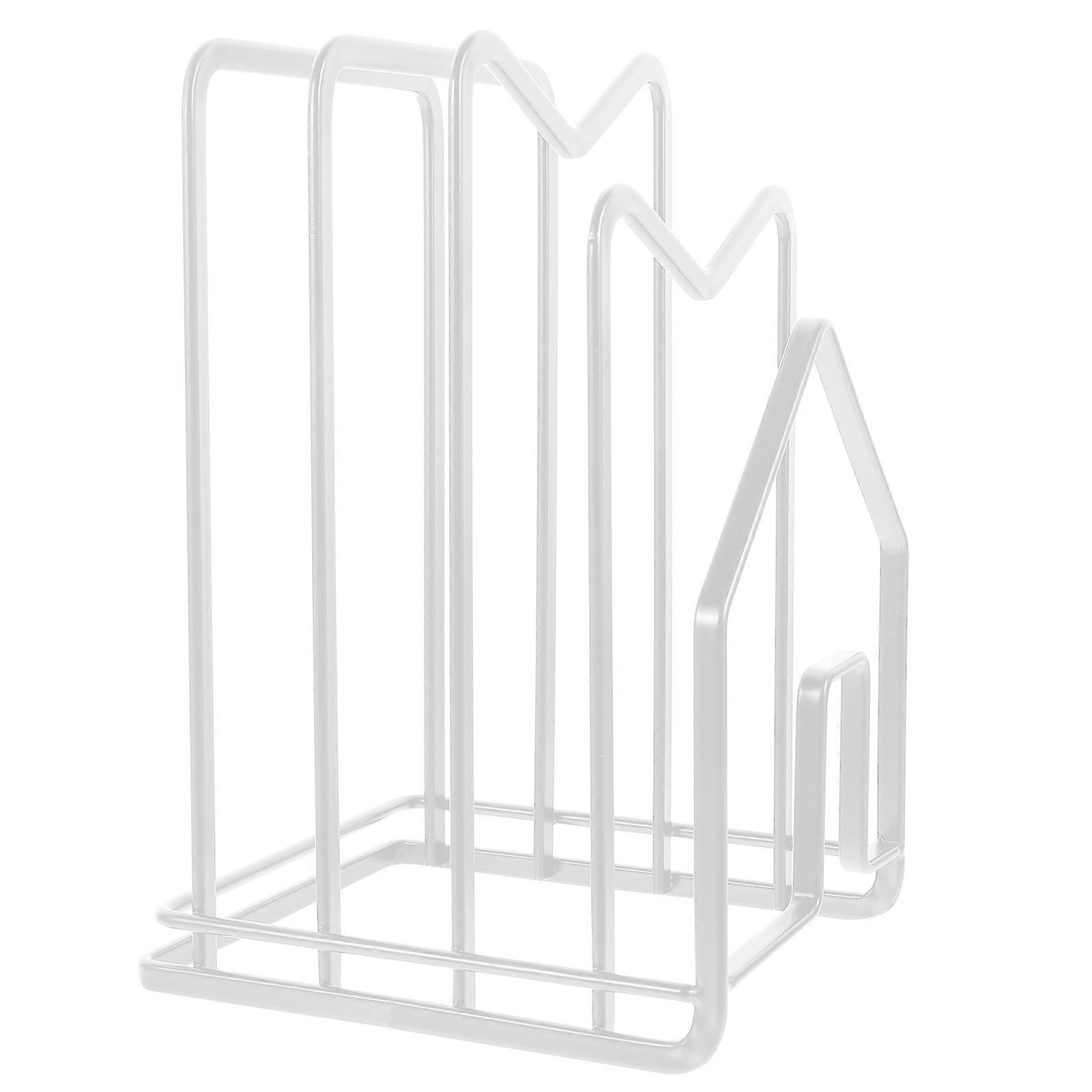 Kitchenware Pot Lid Organizer Iron Rack for Storage Use 2Pcs White