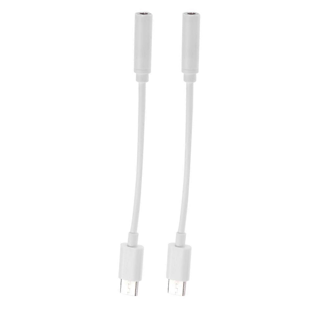 Type C to 3.5mm Headphone Adapter for Phone Use 2Pcs White PVC Copper