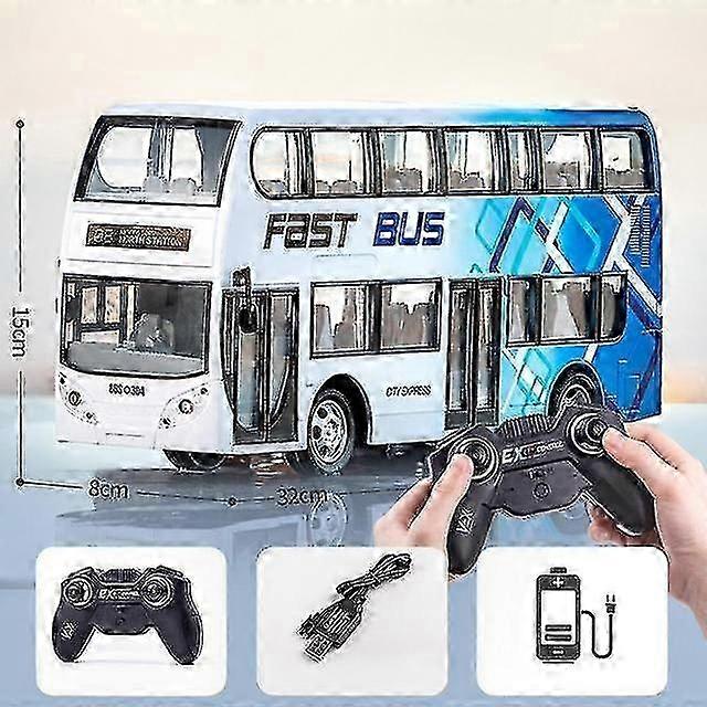 Remote Control Double Decker Bus with Light and Sound Effects for Kids