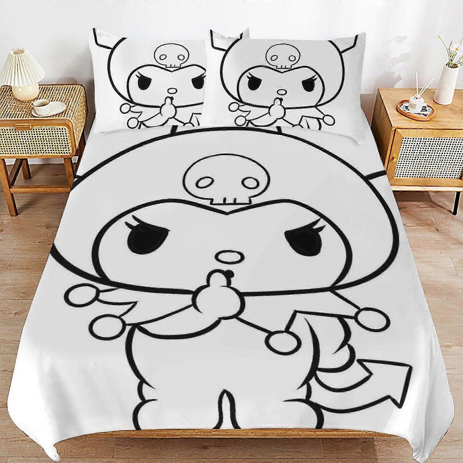 D585 Kuromi Modern Handling Practical Sleep Set Durable Threaded Design Zipper Duvet Cover Sets Essential S585