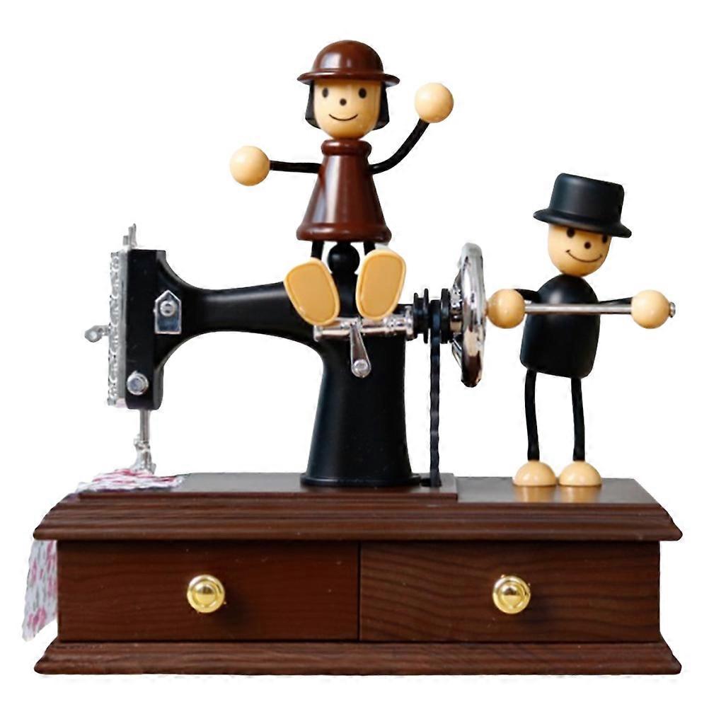Melody Box Couple Creative Sewing Machine Ornament for Decoration 2Pcs