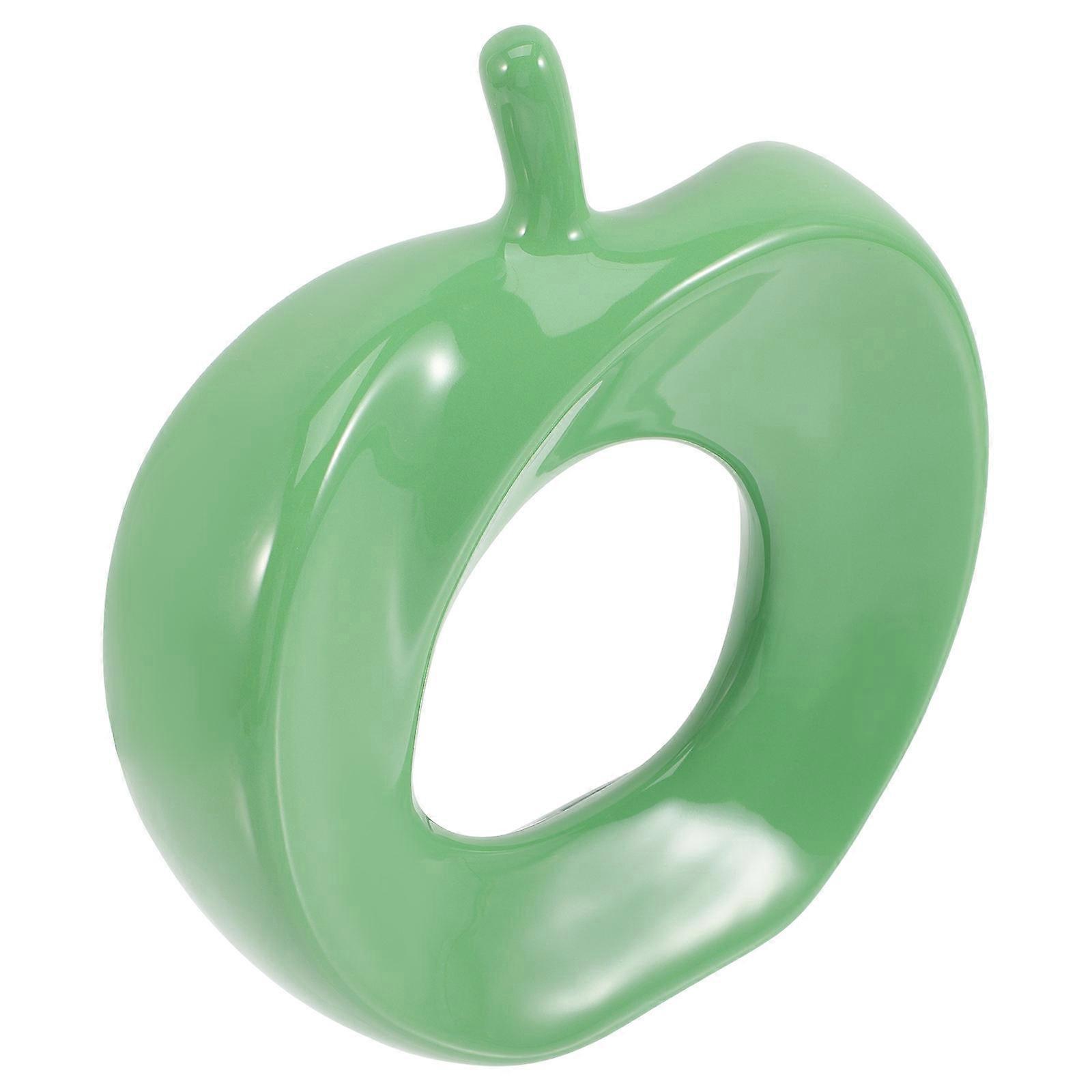 Green Ceramic Apples Decorative Sculpture for Home Decor 2Pcs