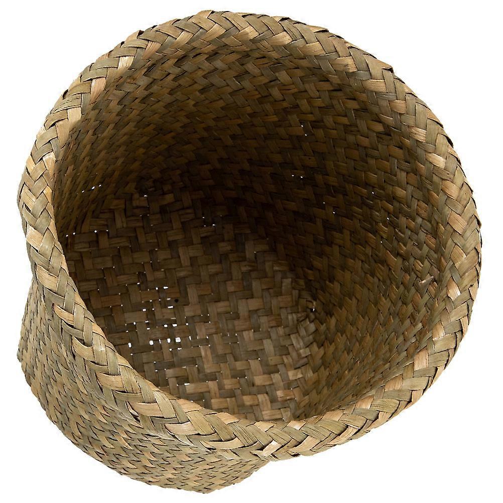 Seagrass Small Waste Basket for Storage Use 2Pcs Round Straw Storage Bin