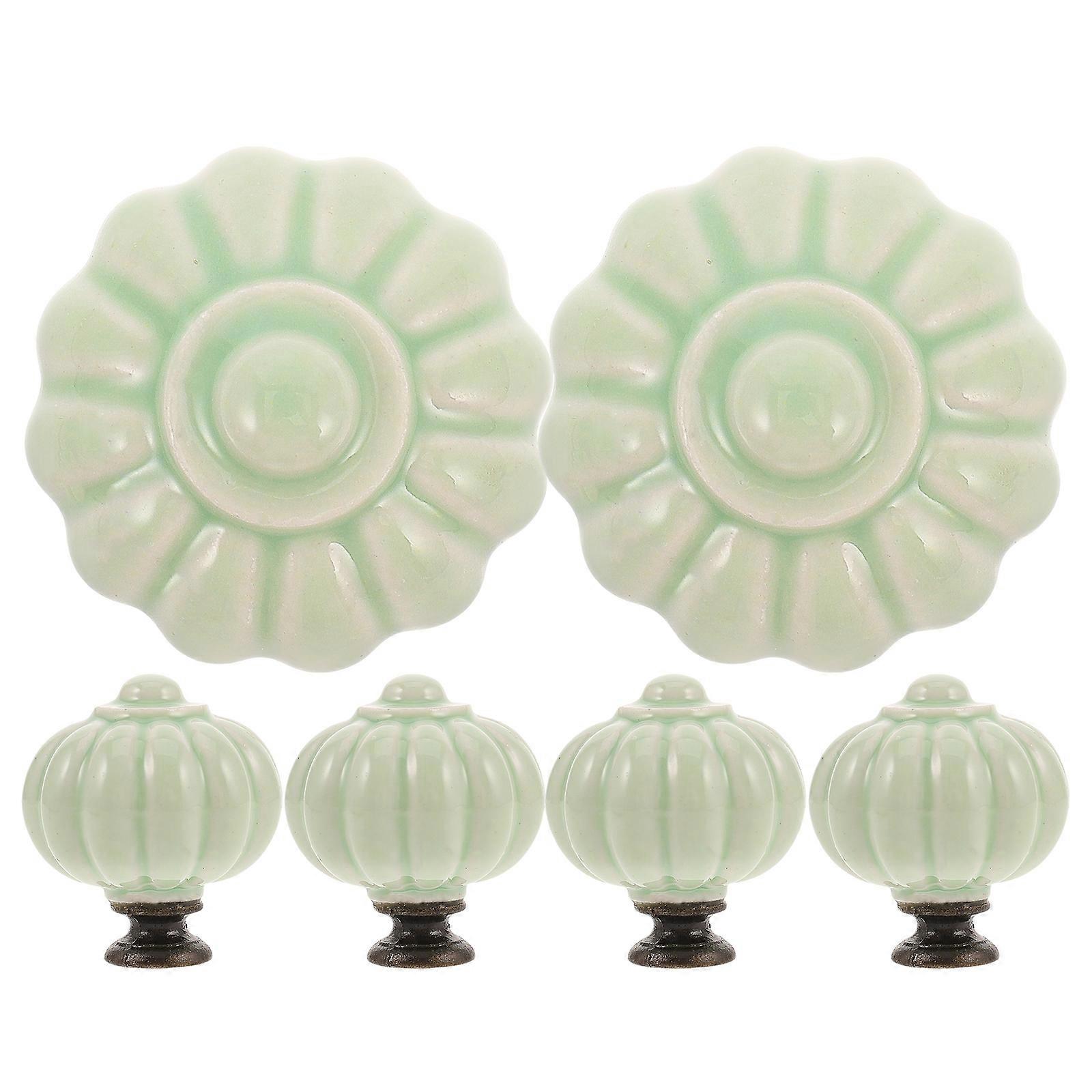 Ceramic Pumpkin Knobs for Cabinet Doors 30Pcs Green Drawer Pull Handles Set