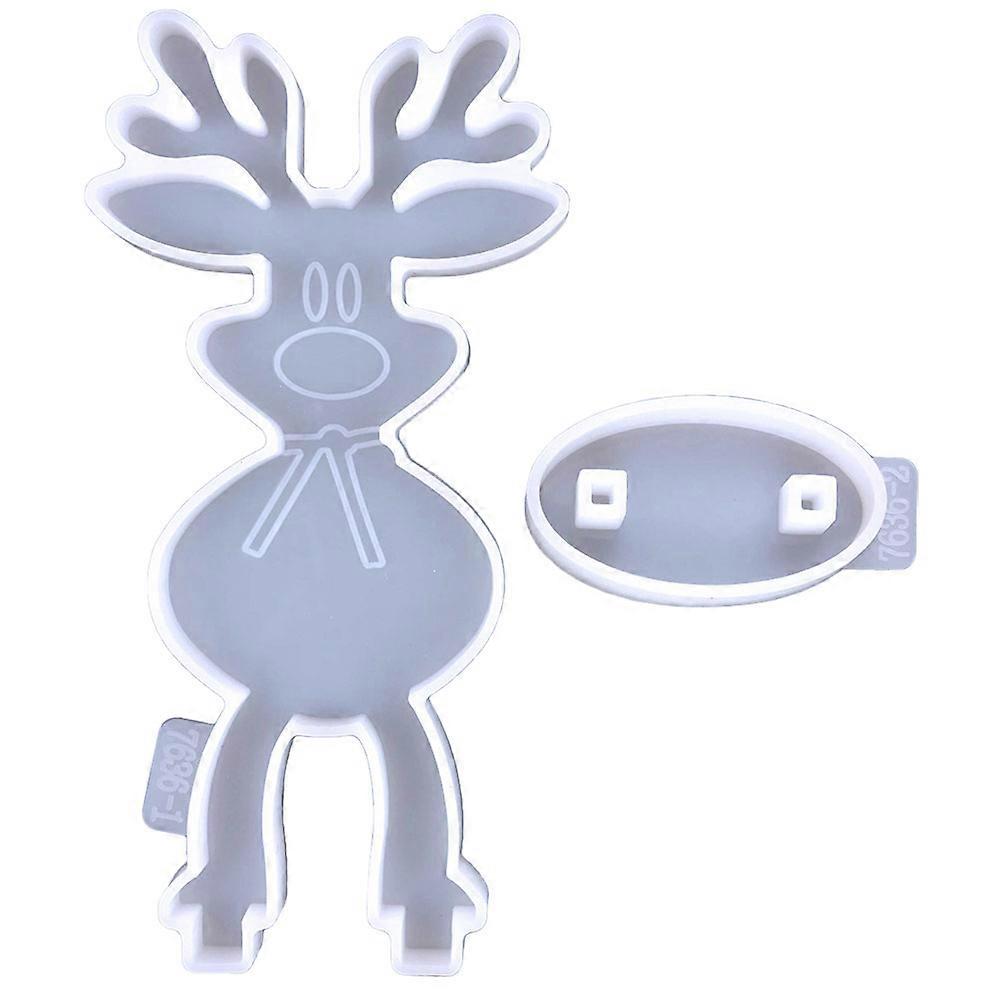 Christmas Deer Shape Silicone Mold for Creative Craft 3Pcs White
