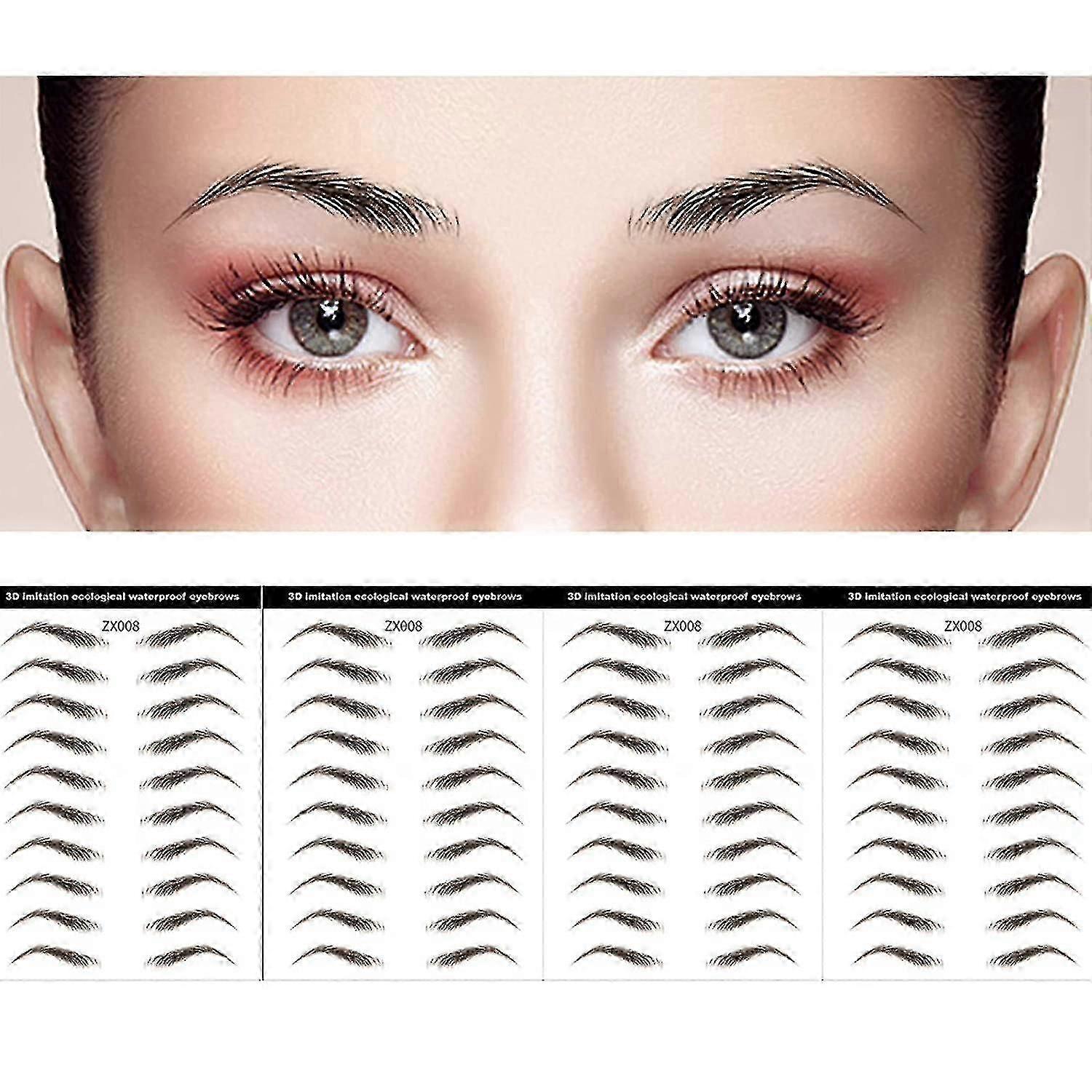 40 paires 4d autocollants de tatouage de sourcils bruns imperméables à l’eau de type capillaire, autocollants de transfert de sourcils bioniques imperméables naturels de longue durée, accessoires de maquillage