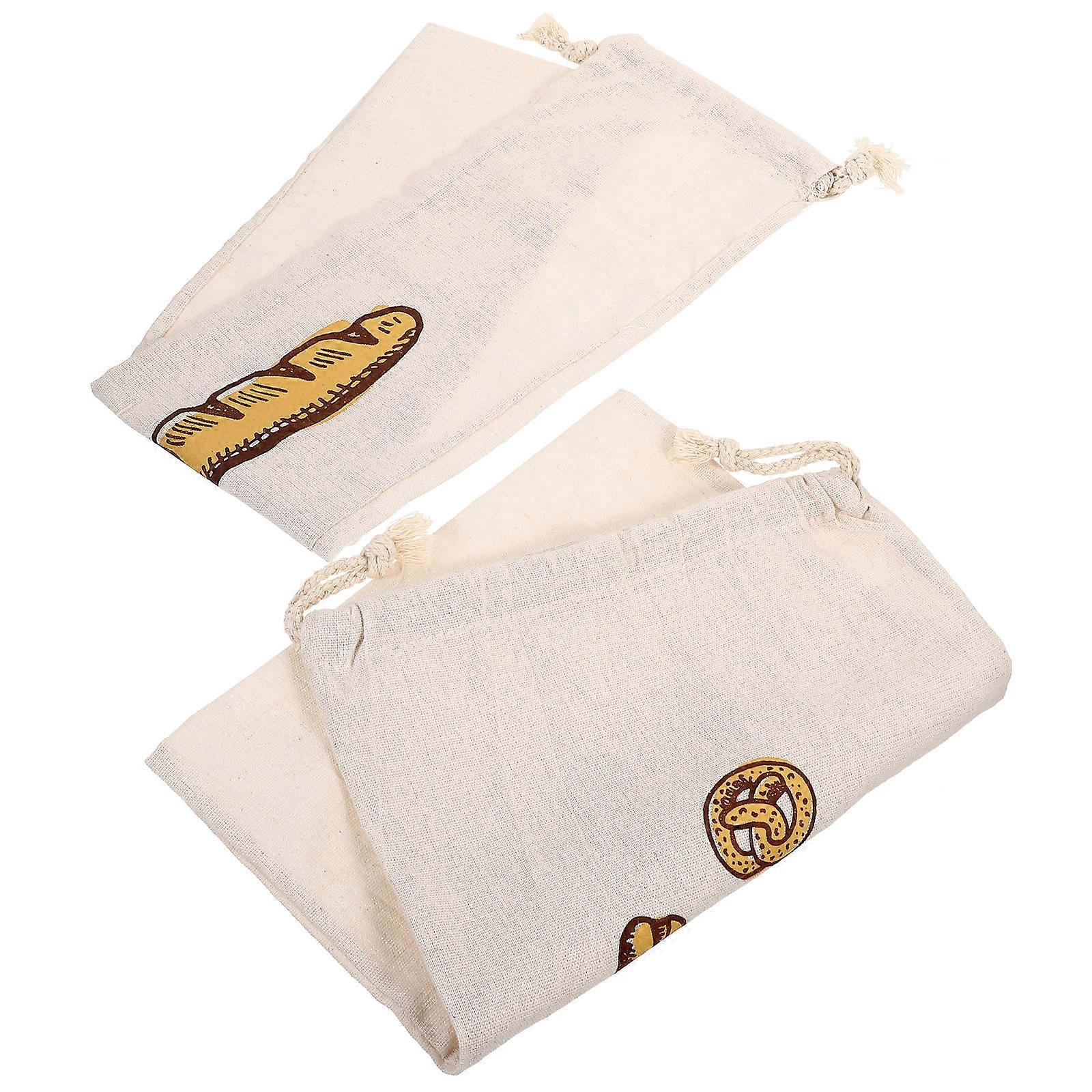 4Pcs Bread Bags for Storage Reusable Linen Drawstring Multi-Use Bags