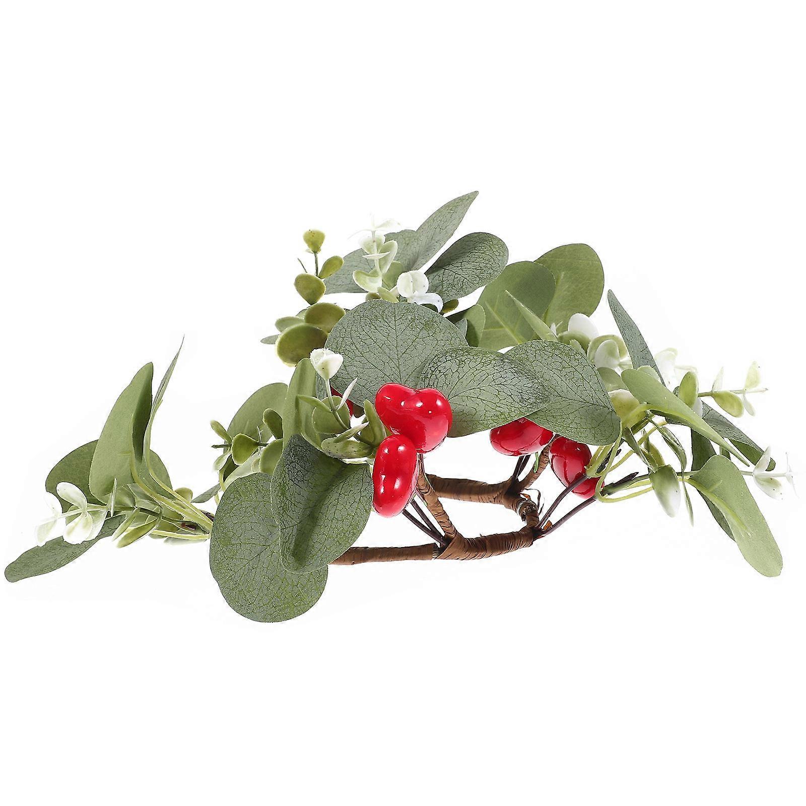 Candle Rings for Decor Artificial Eucalyptus Candle Ring 4Pcs for Tabletop