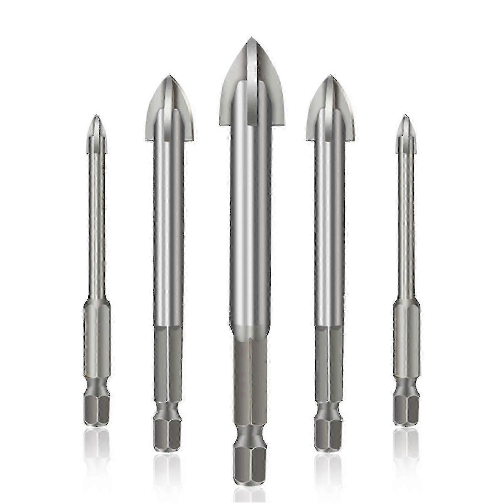 Universal Cemented Carbide Drill Bits for Ceramic Tiles - 5pcs Precision Set