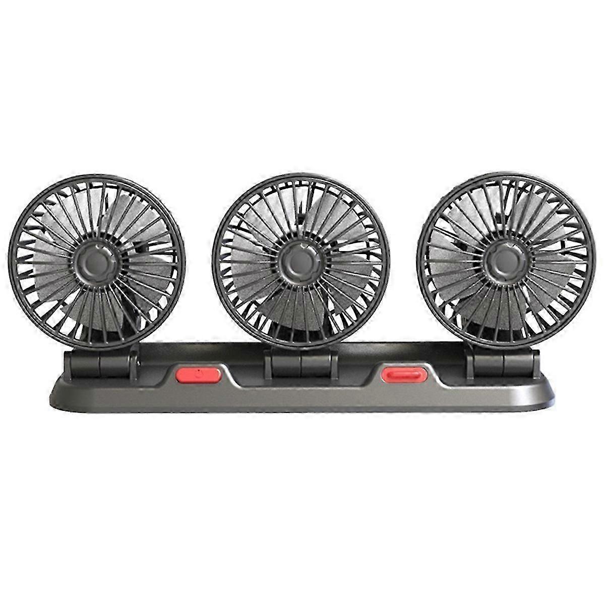 3-Head USB Car Fan with 360 Rotation & 3-Speed