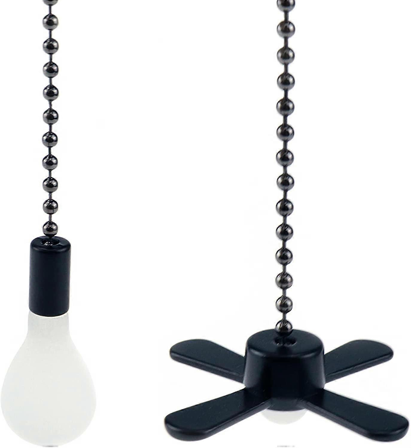 Ceiling Fan Pull Chain, for 12-inch Light Bulb and Fan Cord Extension Chains,Black,1Set