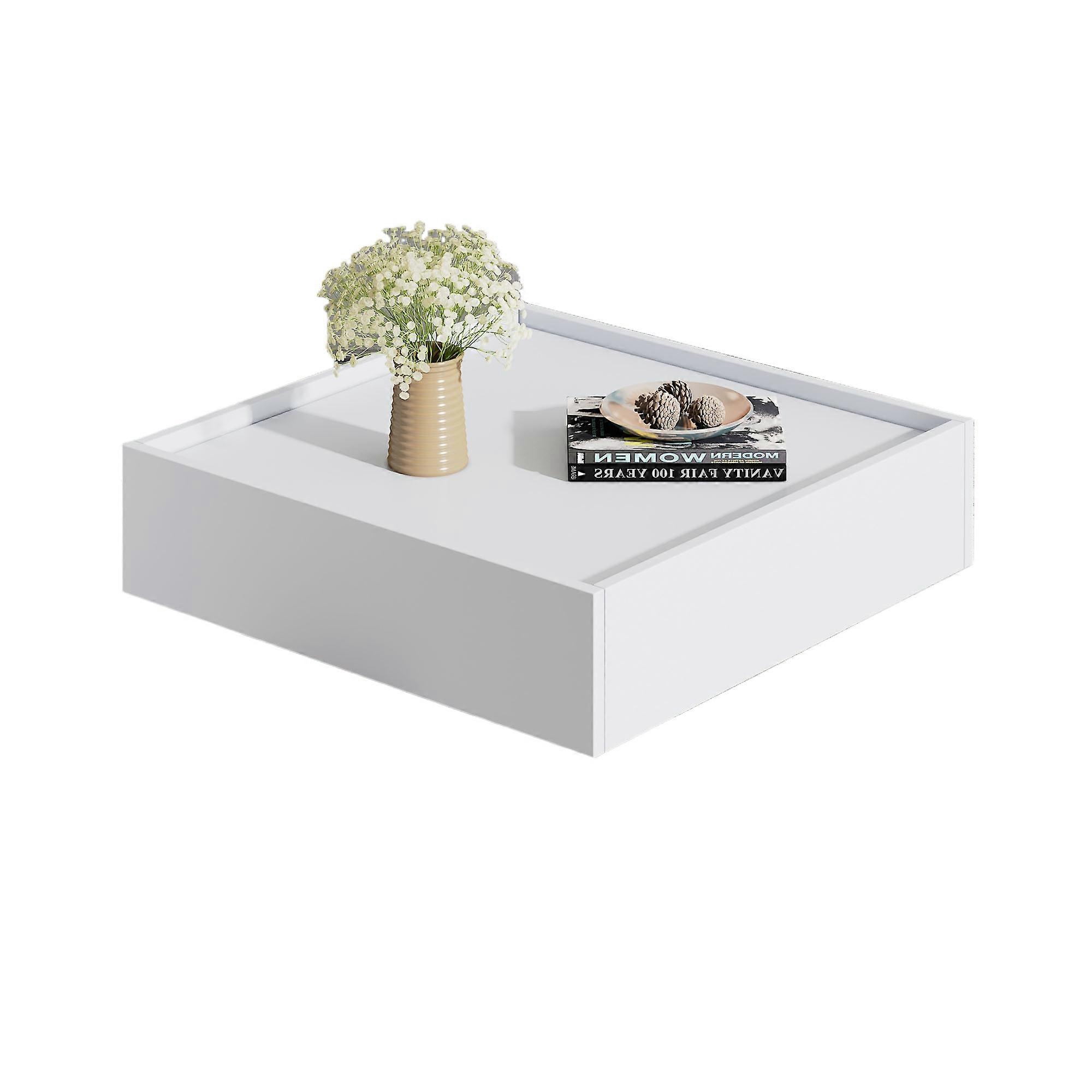 360 Rotating Coffee Table 60x60cm Two Tier Storage Walnut White