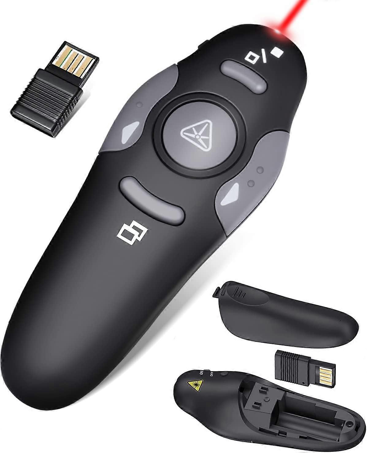 Wireless Presentation Clicker with USB Dongle, Laser Pointer, Compatible with PPT/Google Slides/Keynote, for Mac/Windows/Linux