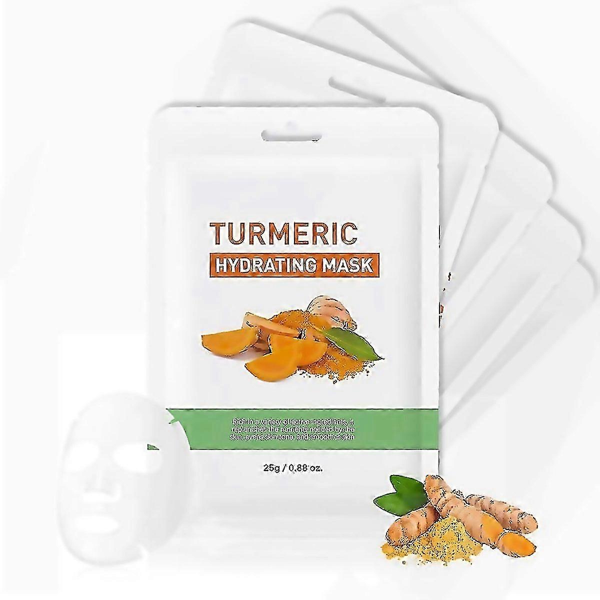 For 5 Pcs Turmeric Hydrating Mask For Ance Restore Fragile Skin Soothes Postsun Skin Moisturizing Fi