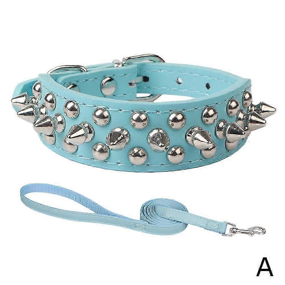 25-26 Pet Collar with Rivet and Leash Set Anti Bite Medium to Large Dogs Chain Set