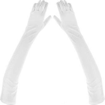 Paar 55 CM lange Ellbogenhandschuhe Brauthandschuhe Kostümhandschuhe Abendhandschuhe für Hochzeit Verlobung Abschlussball Oper (weiß) Z