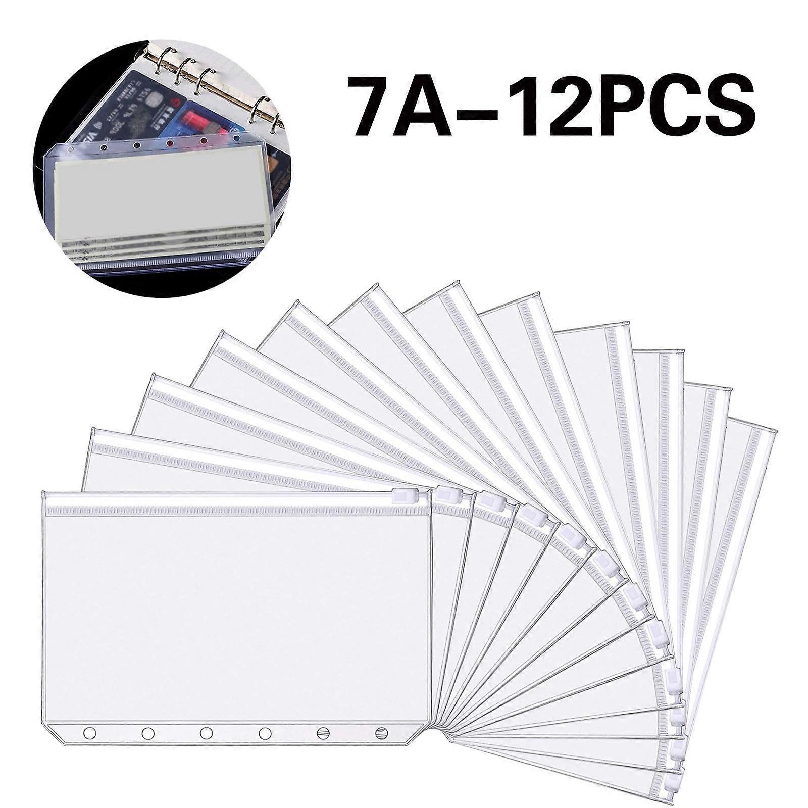 A7 Binder Pockets Plastic Binder Zip Document Holders Waterproof Loose Leaf School Supplies