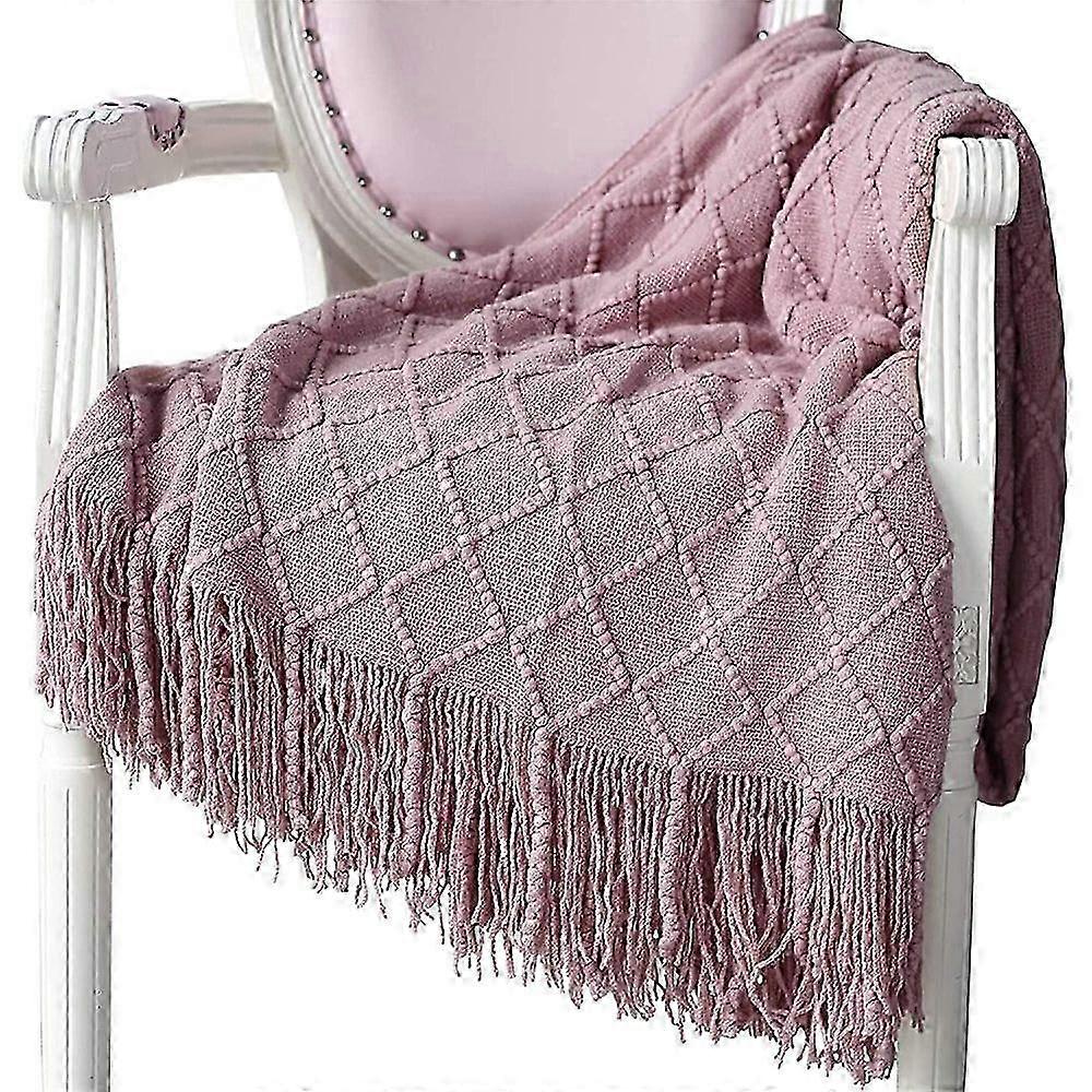 Blanket Soft Knitted Wool Blanket Tassel Cuddly Blanket Sofa Blanket 125 x 230 cm 26s
