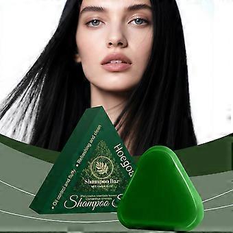 Green Shampoo Bar, Nature Green SoapShampoo, Natural Cypress Leaf Triangle Soaps, Natural Plant-Based Solid Shampoos, Calming Strengthens Hair