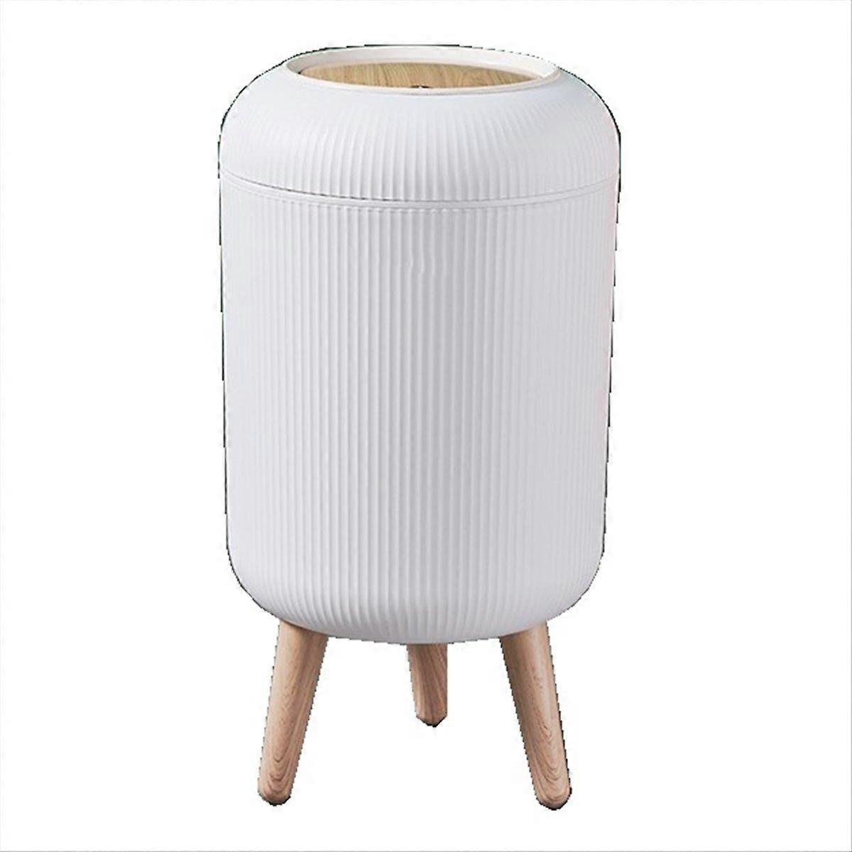 High-Legged Wood Grain Trash Can Plastic Dustbin