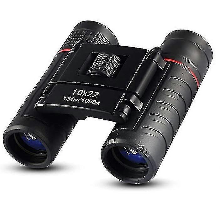 子供大人のための双眼鏡、10x22高解像度リアルオプティクスミニコンパクト双眼鏡耐衝撃折りたたみ望遠鏡屋外探検用(ブラック)