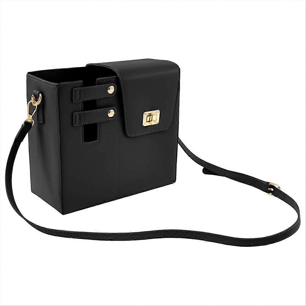 Borsa a tracolla in pelle con tracolla regolabile, nera