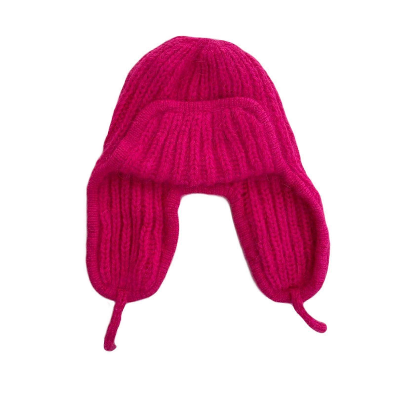 Women's Knitted Folded Brim Beanie with Drawstring Warm  Hat
