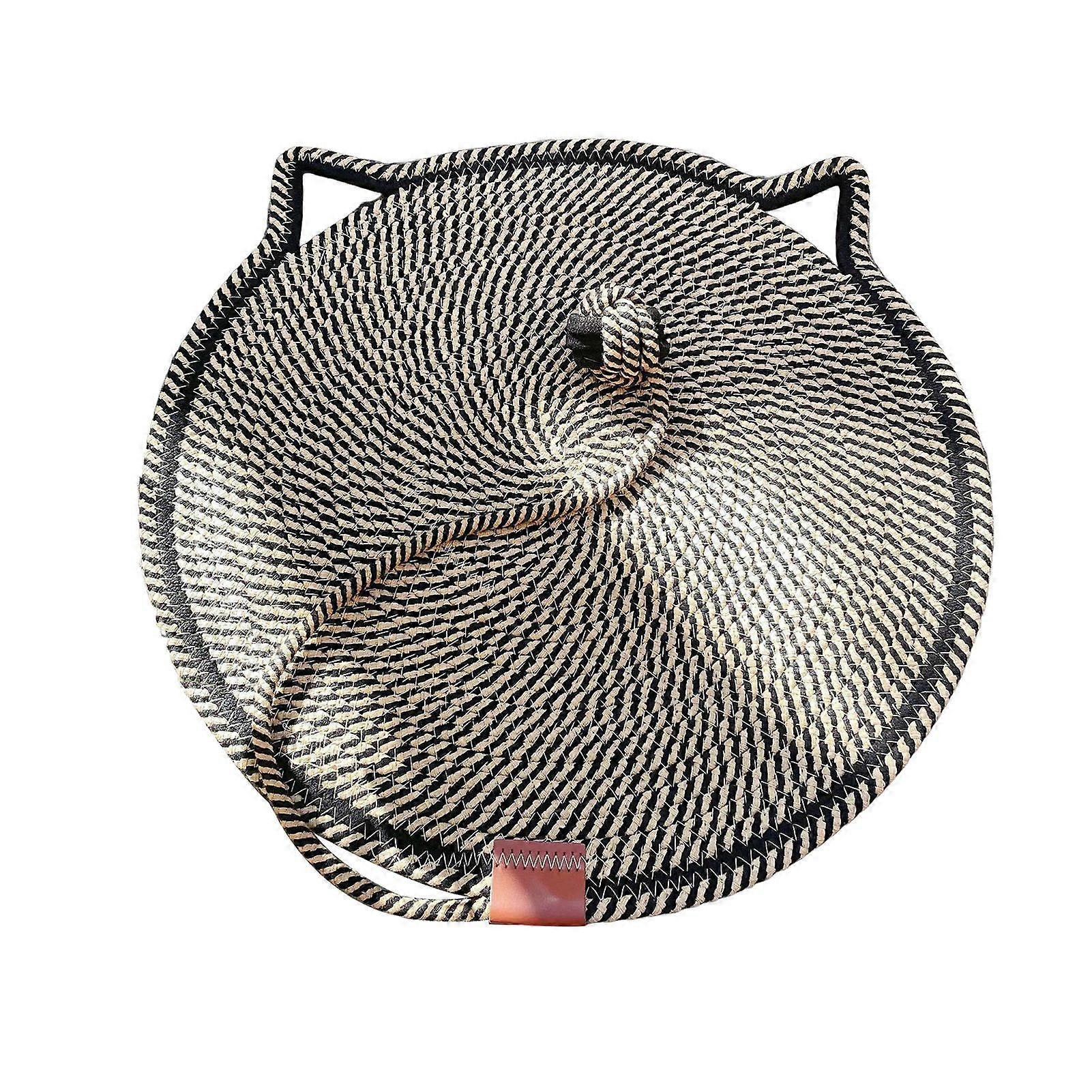 Cat Scratcher Mat Cotton Rope Cat Scratch Pad Round Horizontal Floor Scratching Pad with Ball Toy for Indoor Cats Furniture Protector for Wall Couch C