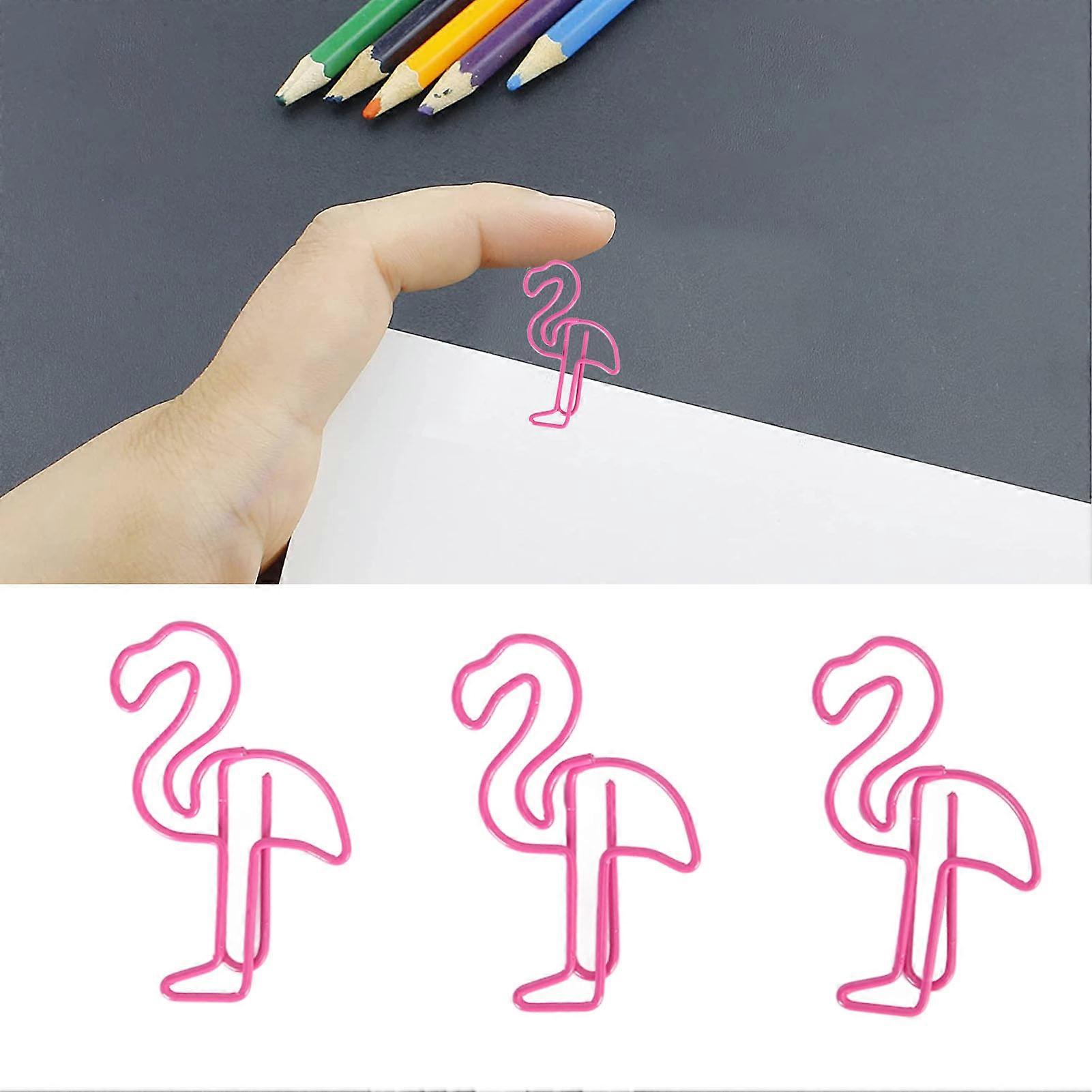 100pcs Paper Clips Prevent Slip Cute Flamingo Shaped Small Bookmark Paperclips for Paper Document Pink 