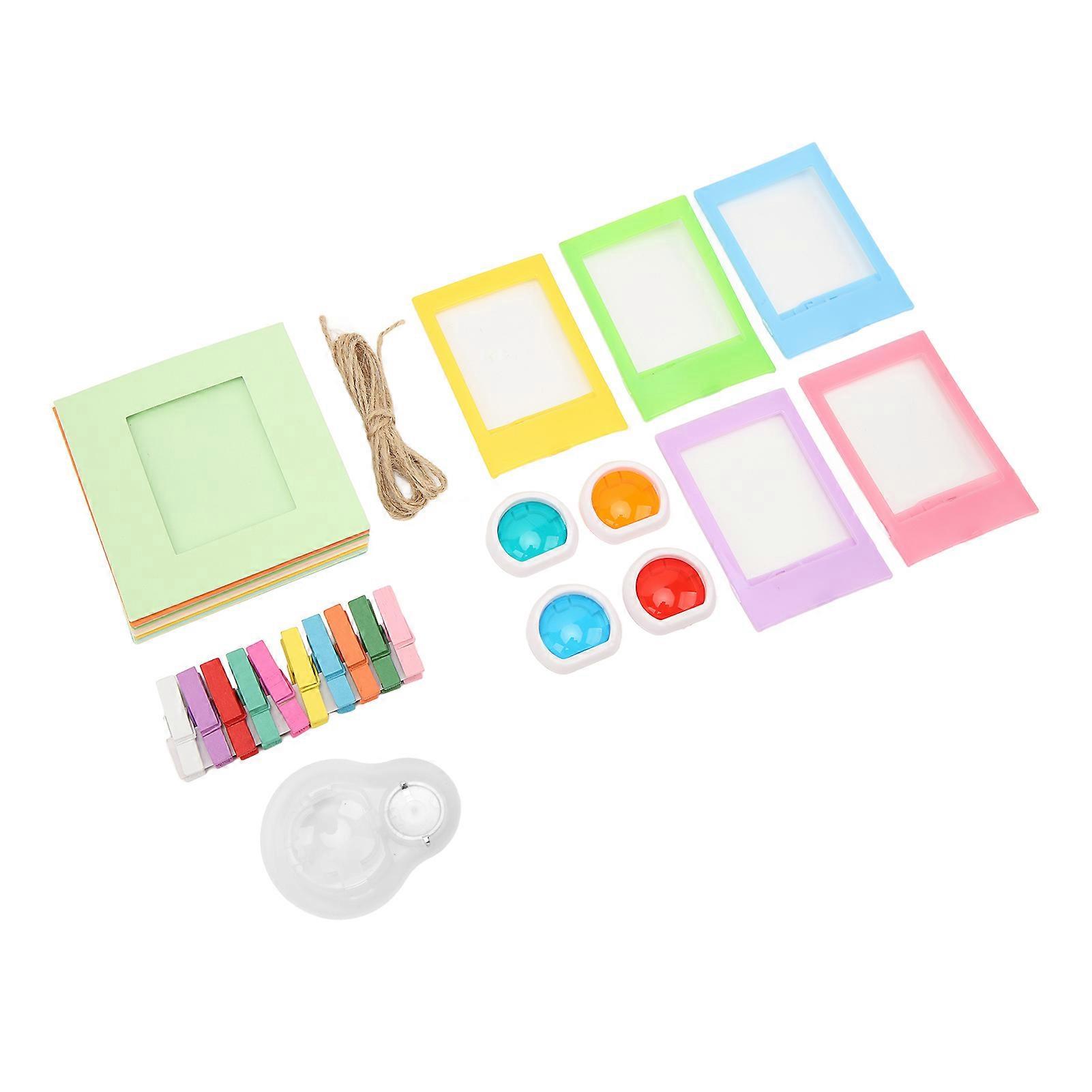 Instant Film Camera Photo Frame Set 3 Inch Colorful Paper Picture Frames with Clips Filters for Mini 11 12 