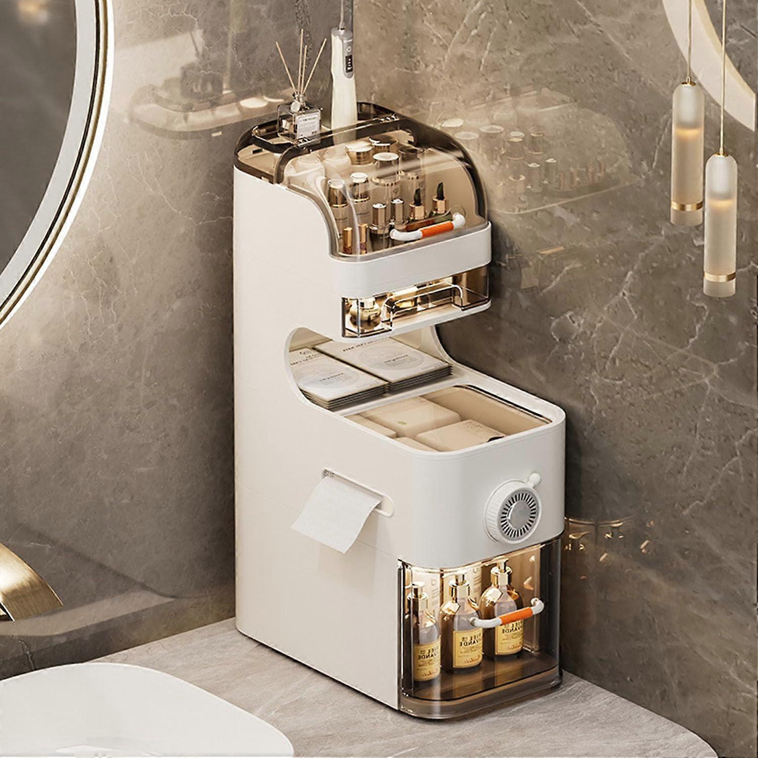 3/4Tiers Narrow Storage Cabinet, Slim Rolling Cart With Light Strip, Bathroom Organizer On Wheels, SlideOut Shelf Unit