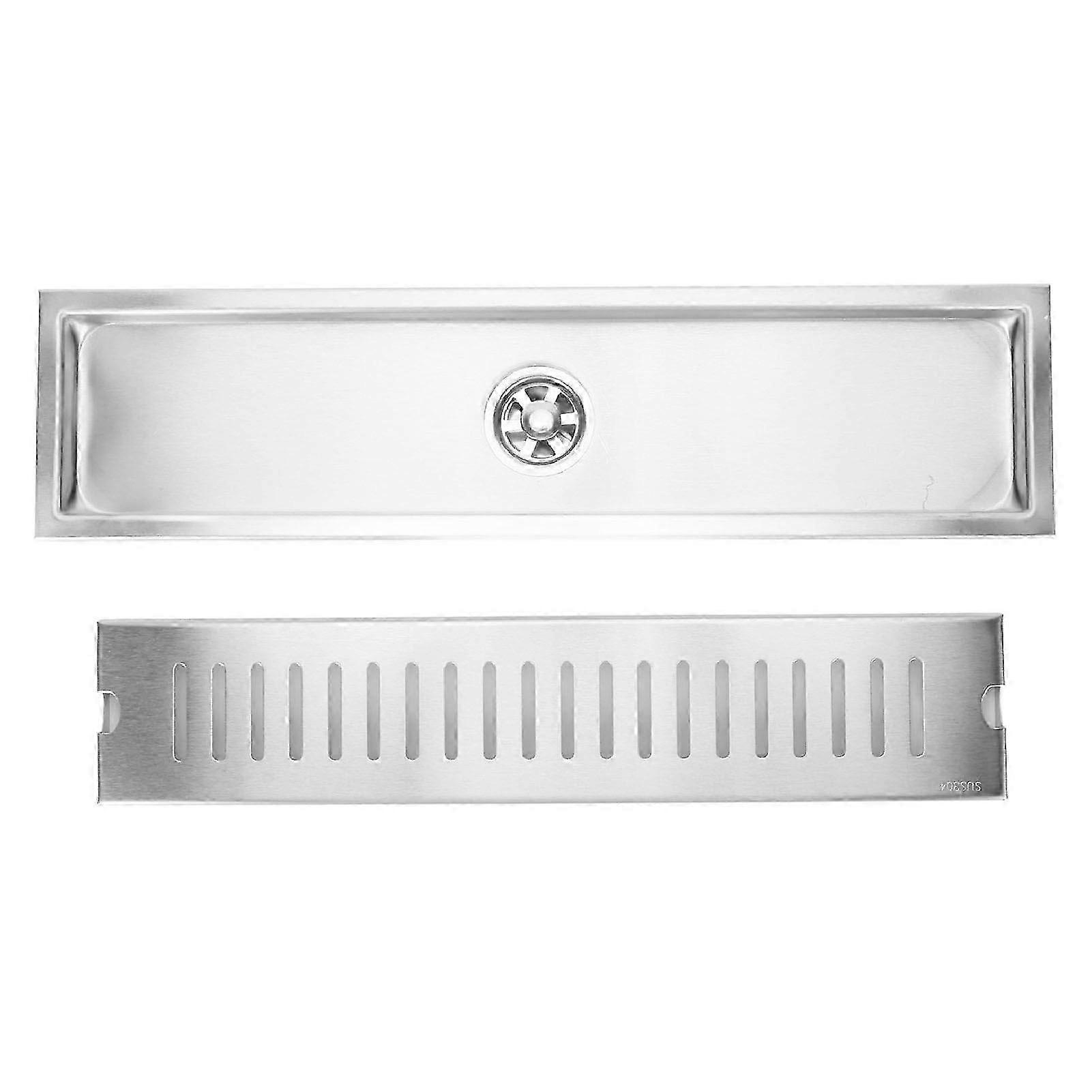 40cm Stainless Steel Floor Drain Rectangular Thickened Large Displacement Odor Proof Floor Drain for Bathroom Intermediate Drainage