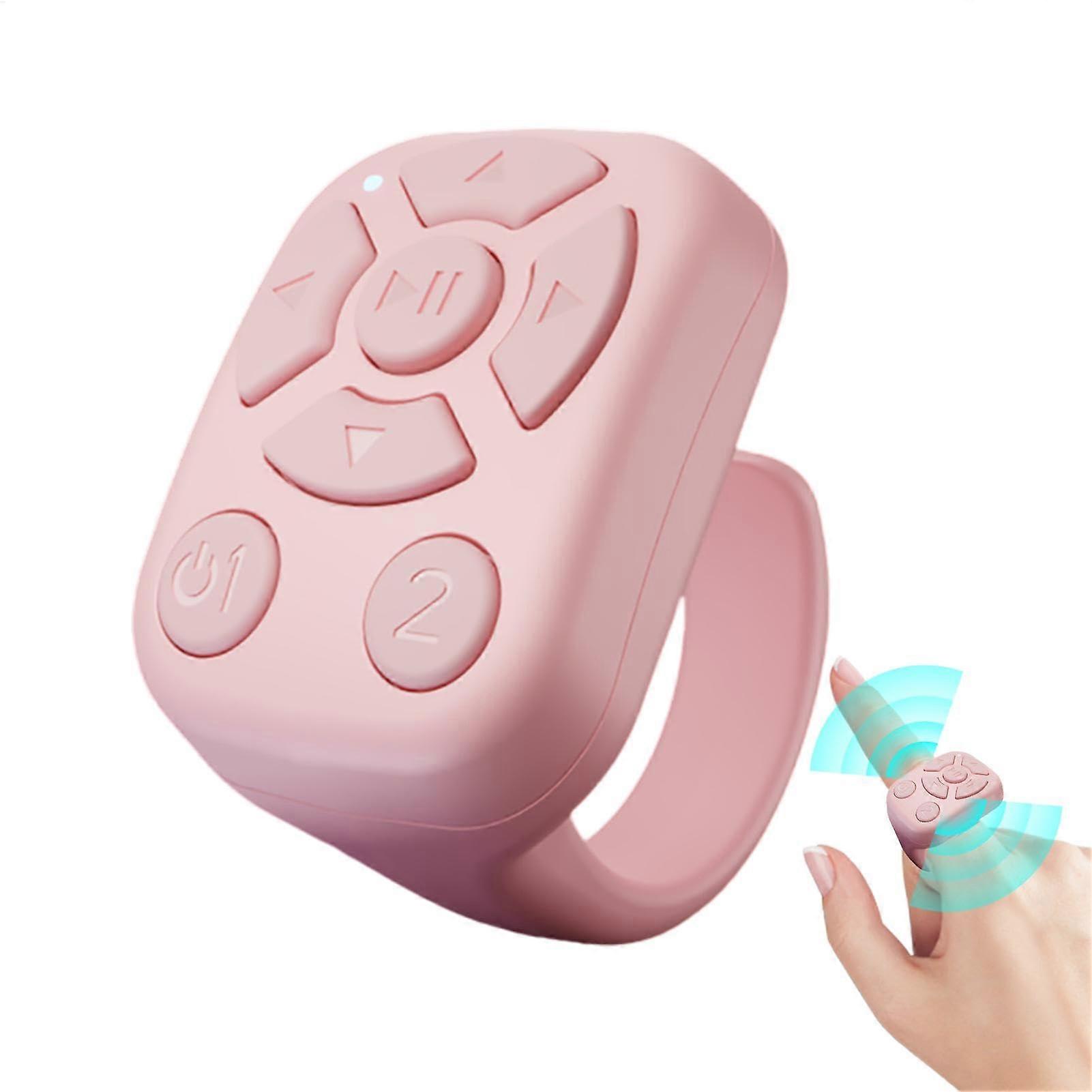 Wireless Finger Scroller Bluetooth Ring Remote Control For Smartphones, Fingertip Auto Camera Shutter, Pink Page Turner