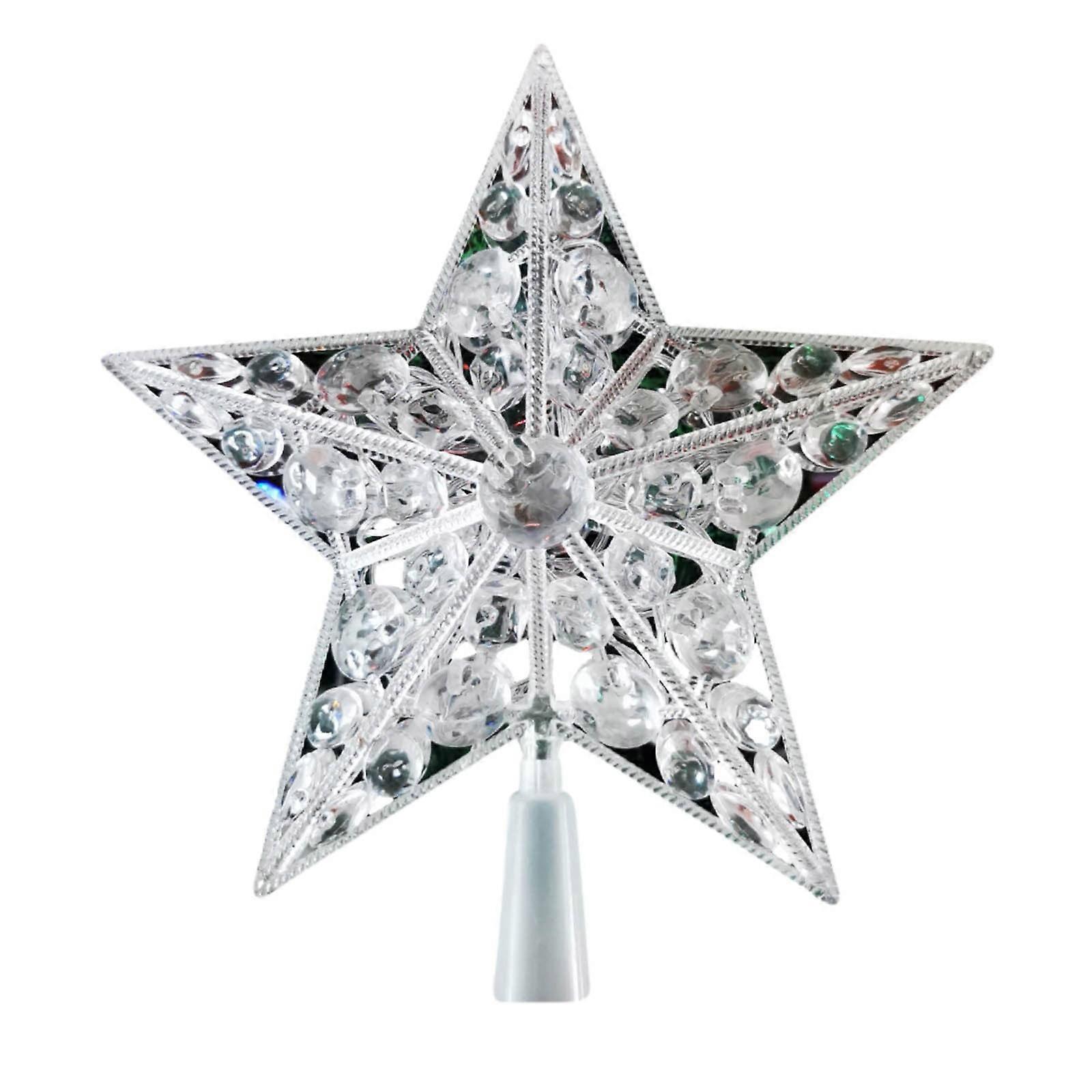 Twinkle Star Christmas Tree Topper, Lighted Colorful Xmas Star with Warm Lights, Multi-Color for Holiday Decor