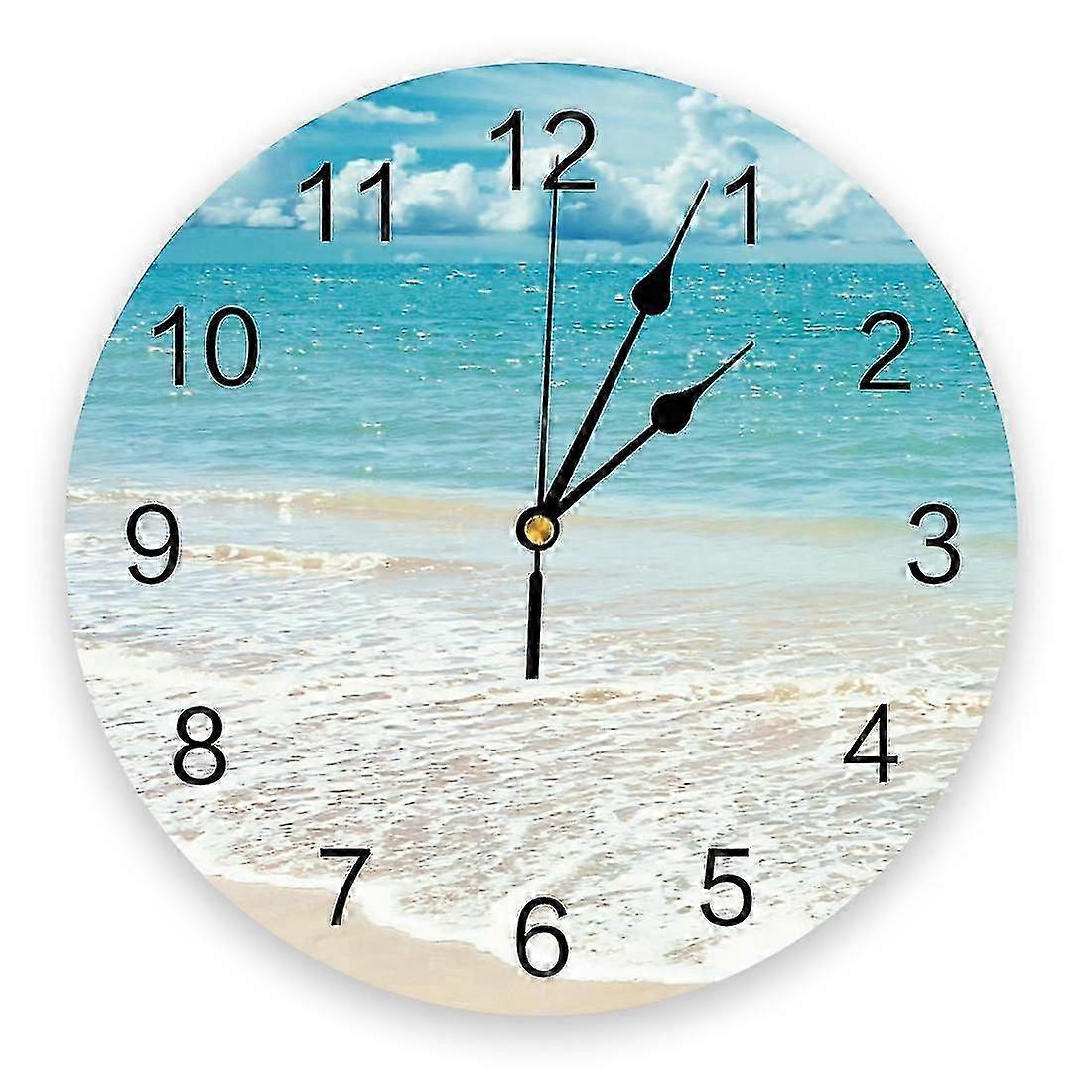 Beach Sky Sea Silent Decorative Wall Clock Compatible With Home Office