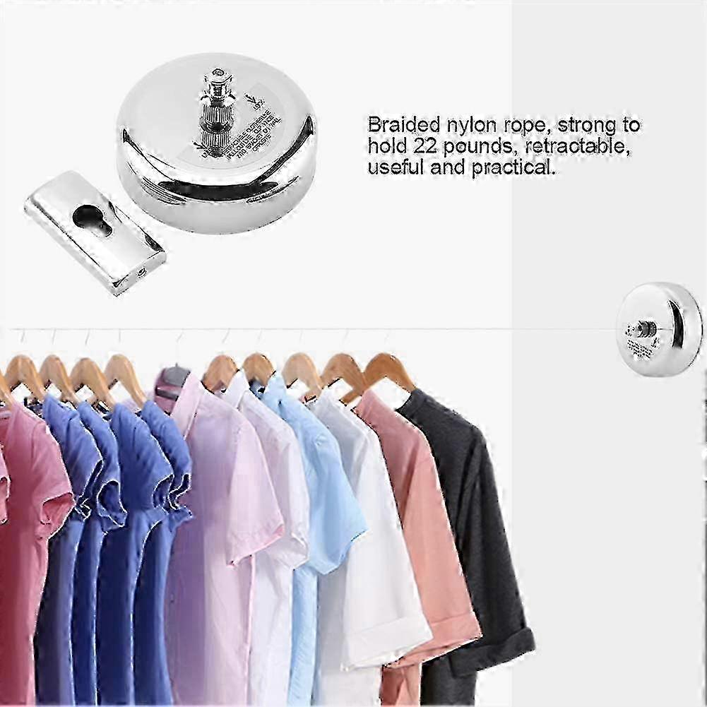 Extendable Clothesline Wall Mounted, Retractable Hanging, Silver