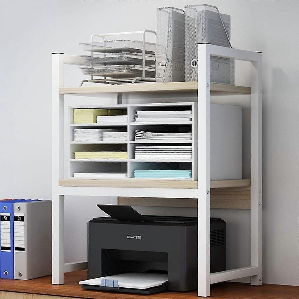 Printer Stand 2Tier Desktop Organizer with Steel Frame for Home Office Printer and Shredder Storage